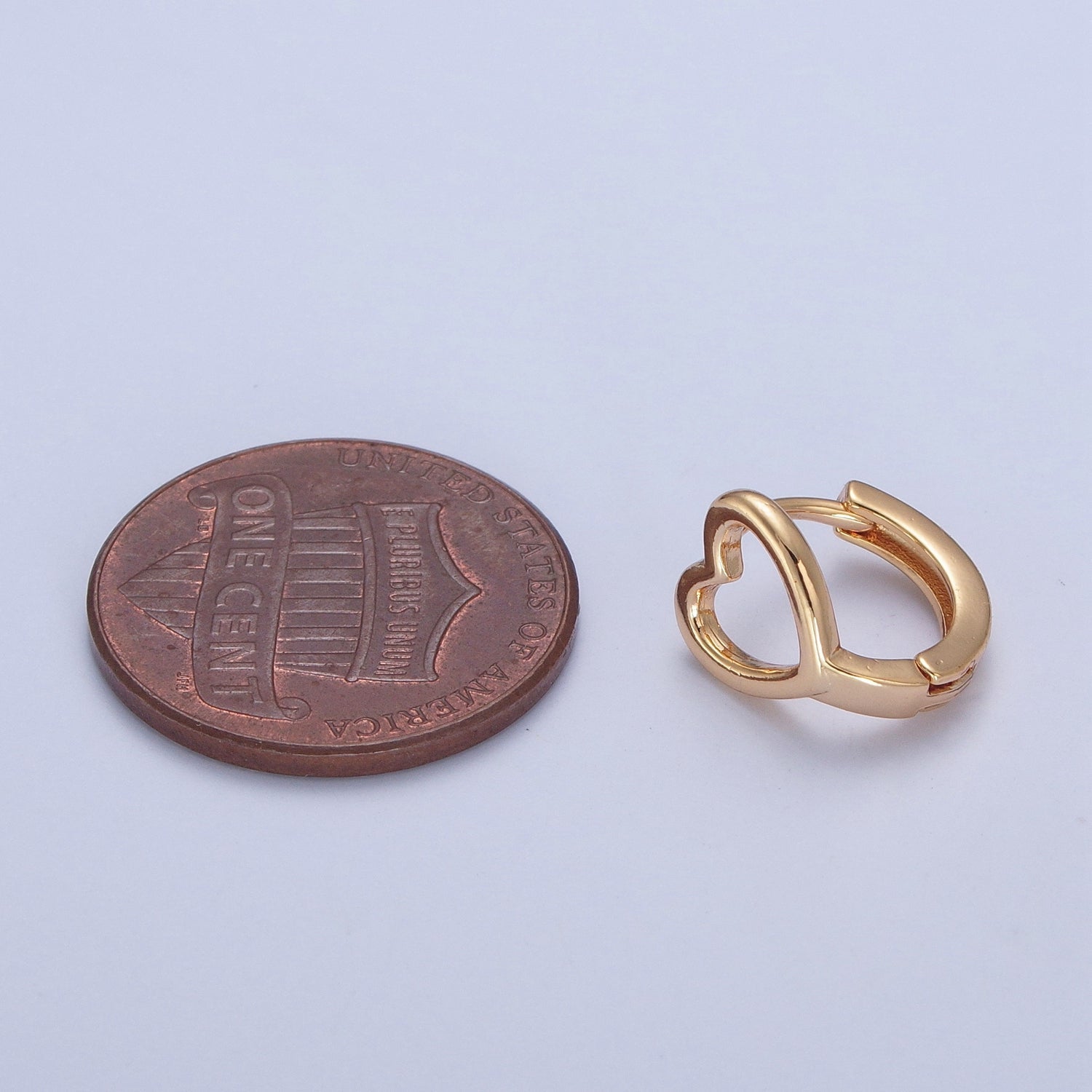 Minimalist 24K Gold Filled Valentine Love Heart Huggie Hoops Earrings W737 - DLUXCA