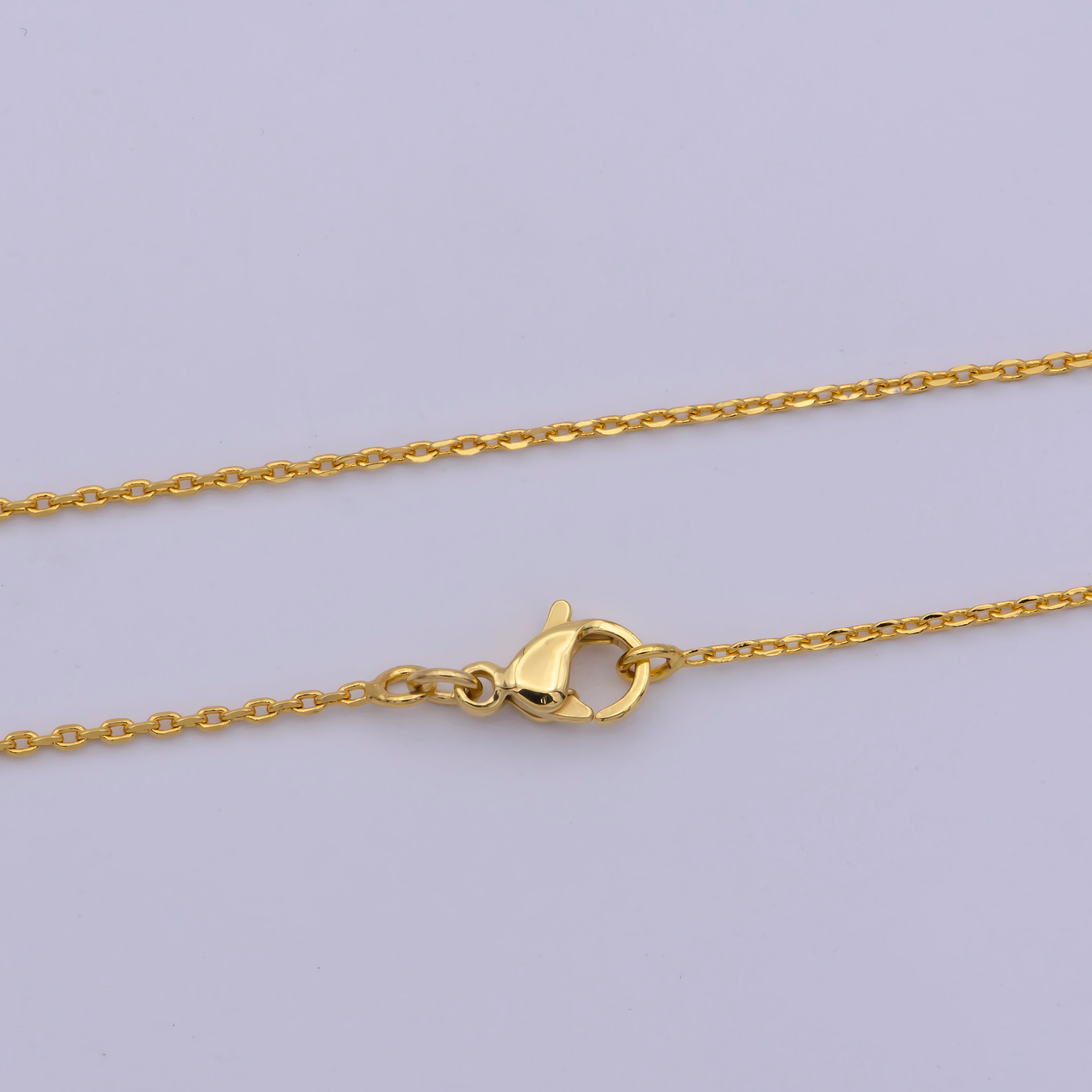 24K Gold Filled Cable Chain Necklace, 17.5 Inch Cable Chain Necklace, Dainty 1mm Link Necklace | WA-467 - DLUXCA