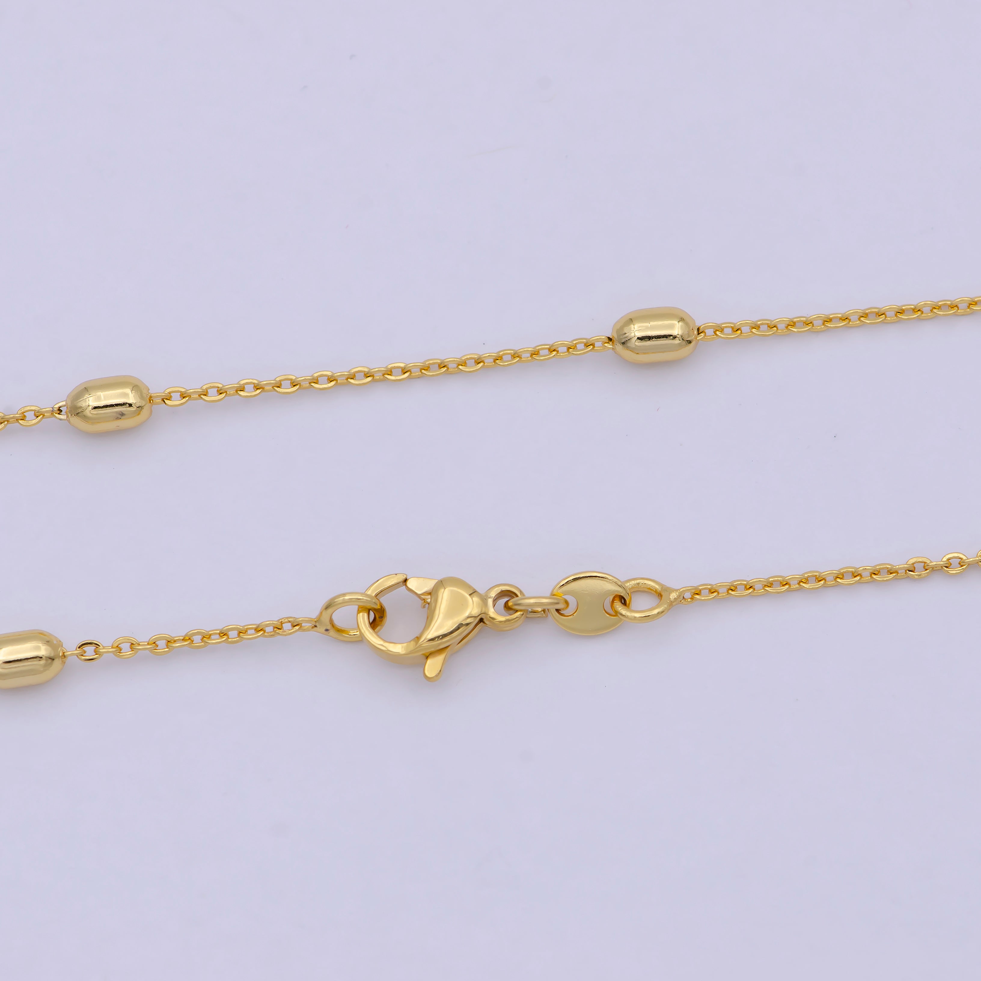 1 mm Satellite necklace, 24k gold filled chain Bead, Dainty gold filled chain, minimalist necklace 17.7 inch chain WA-741 - DLUXCA