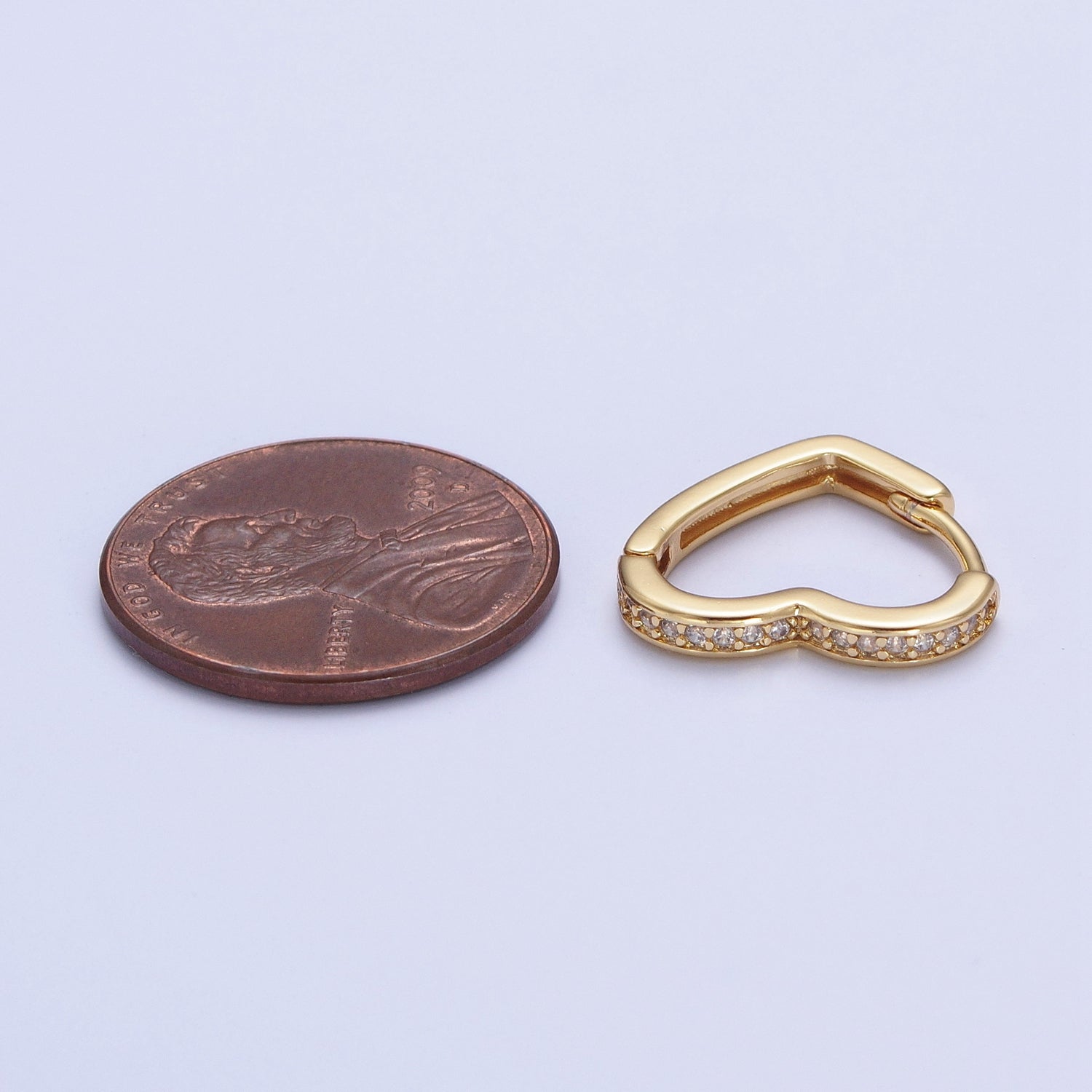 24K Gold Filled Micro Pave Heart Love Huggie Hoop Earrings Jewelry Gift For Valentine | T027 T028 X840 - DLUXCA