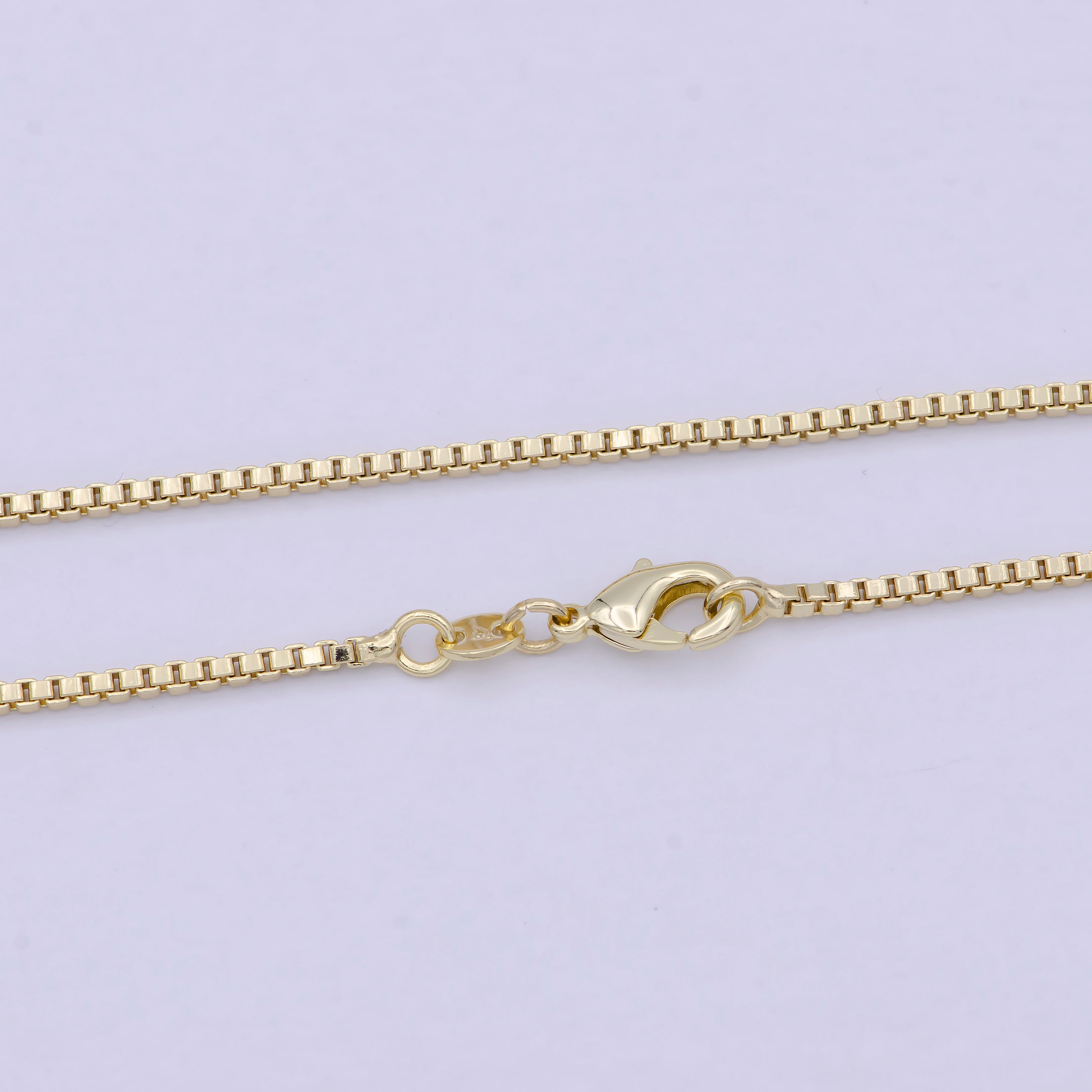 14K Gold Filled Box Chain Necklace 18 Inch Box Chain Necklace, Dainty 1.5mm Box Necklace w/ Lobster Clasp | WA-813 - DLUXCA