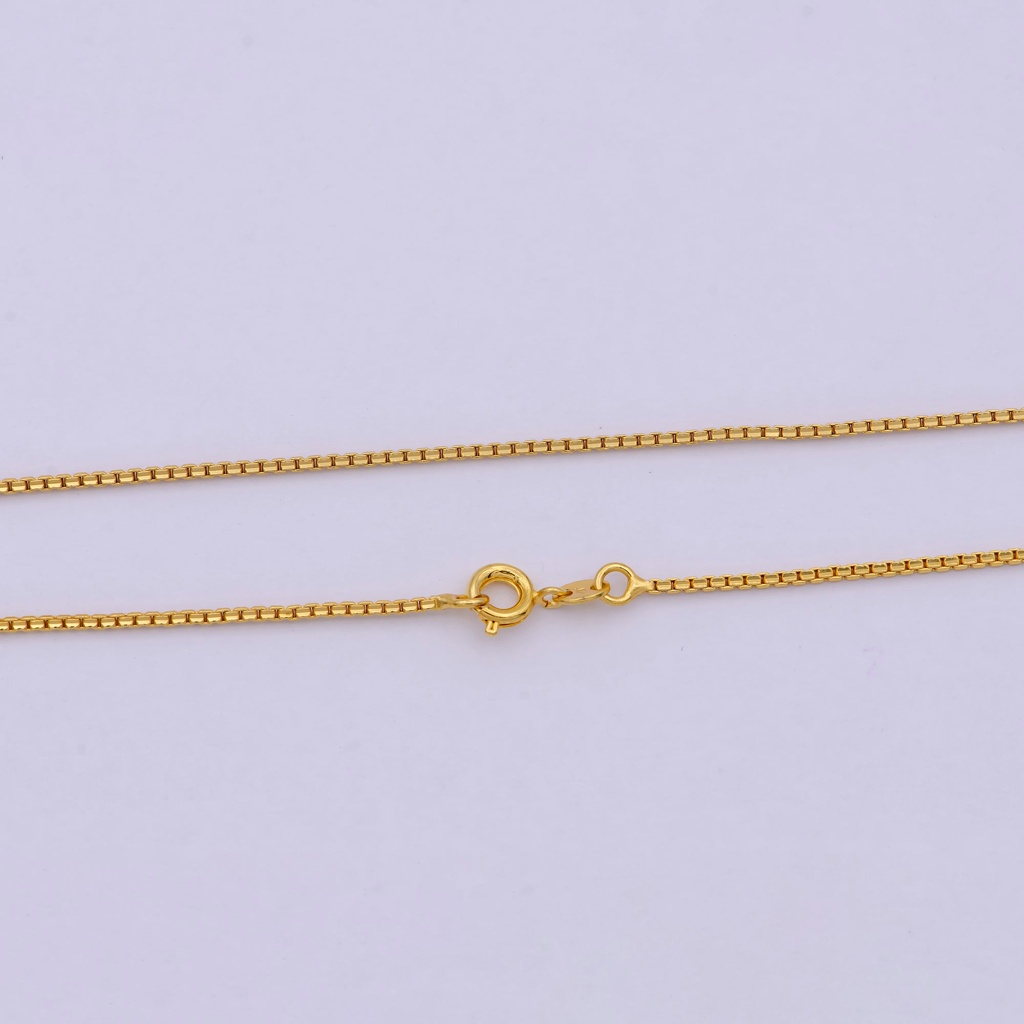 24k Gold Filled Box Chain Necklace, 18 Inch, 1mm Gold Chain, Box Link Chain For Women Men - DLUXCA