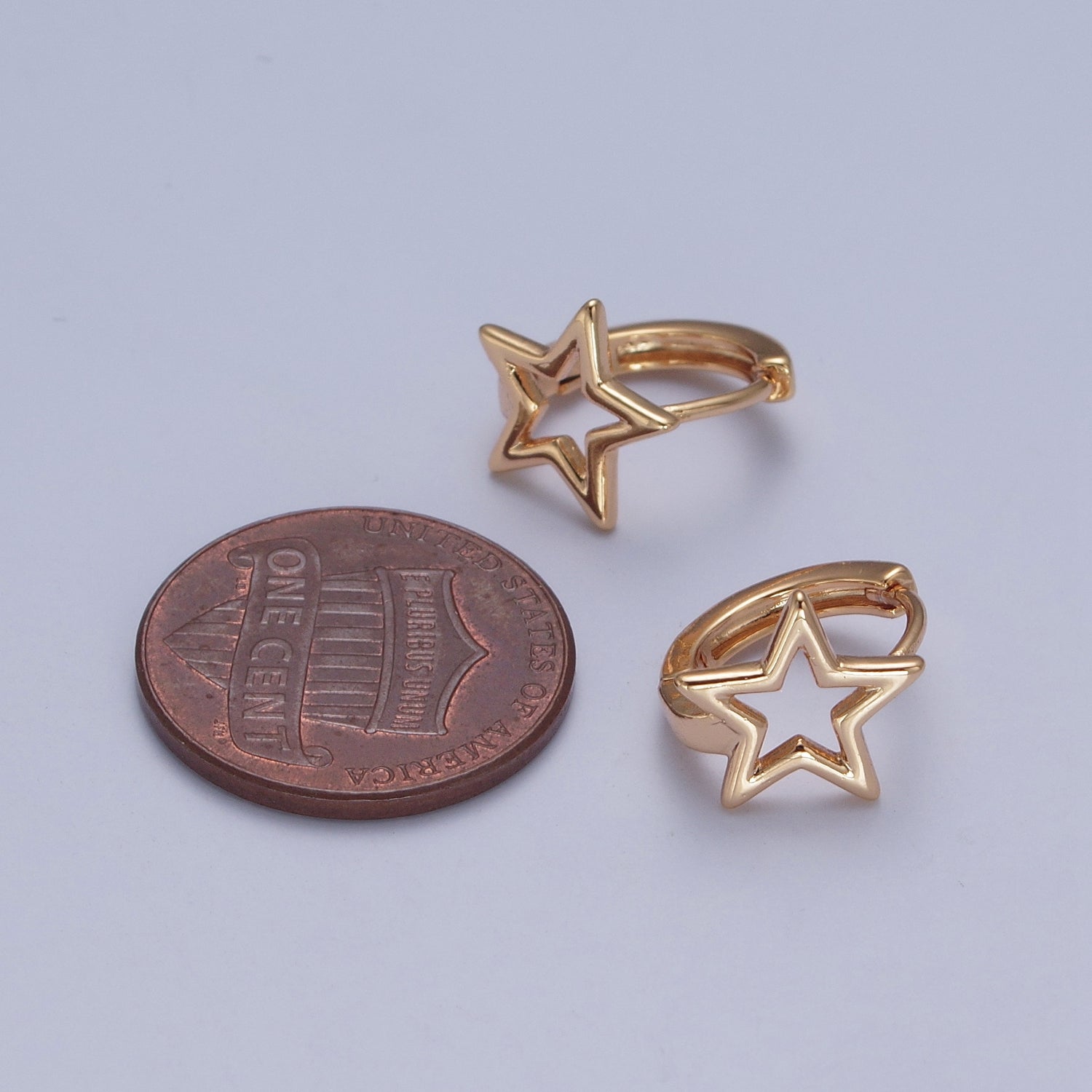 Minimalist 24K Gold Filled Celestial Star Huggie Hoops Earrings W738 - DLUXCA