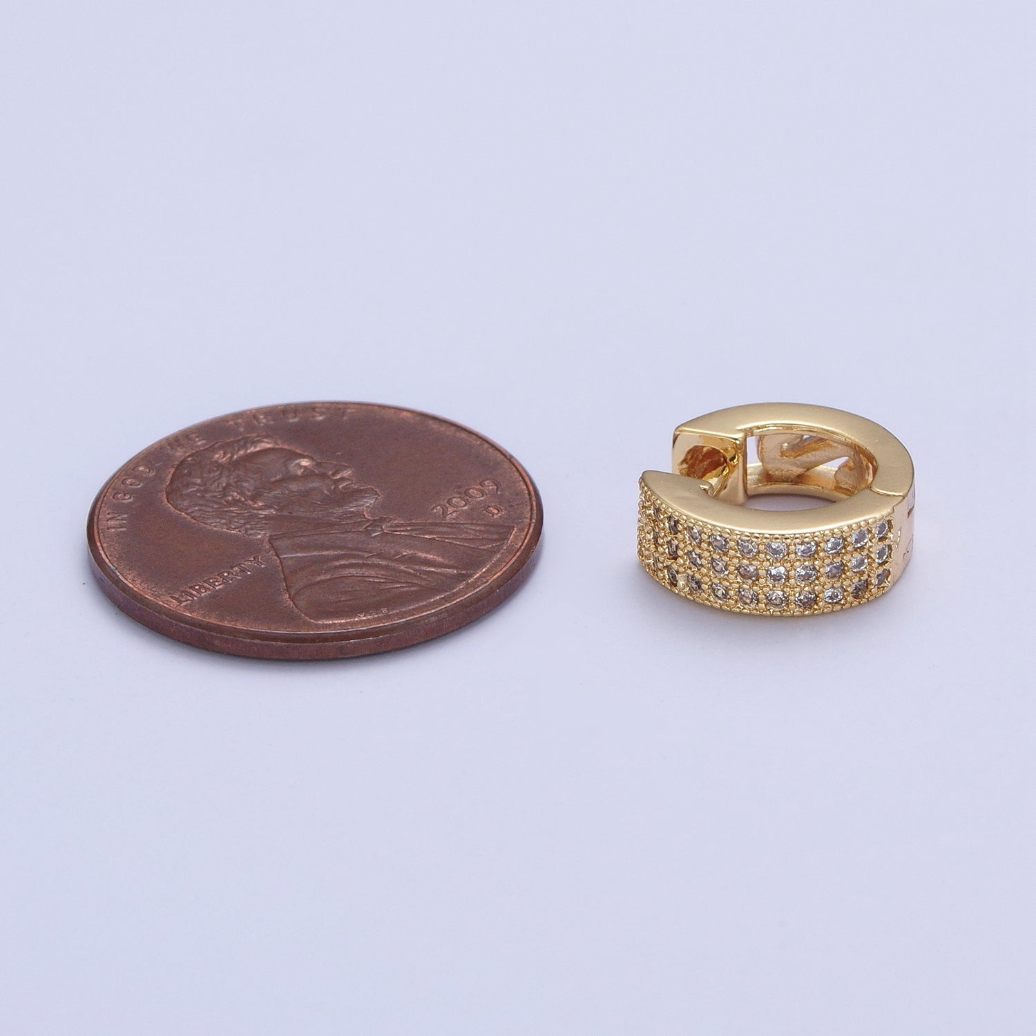 24K Gold Filled Micro Pave Cubic Zirconia Huggie Hoop Earrings T-106 - DLUXCA