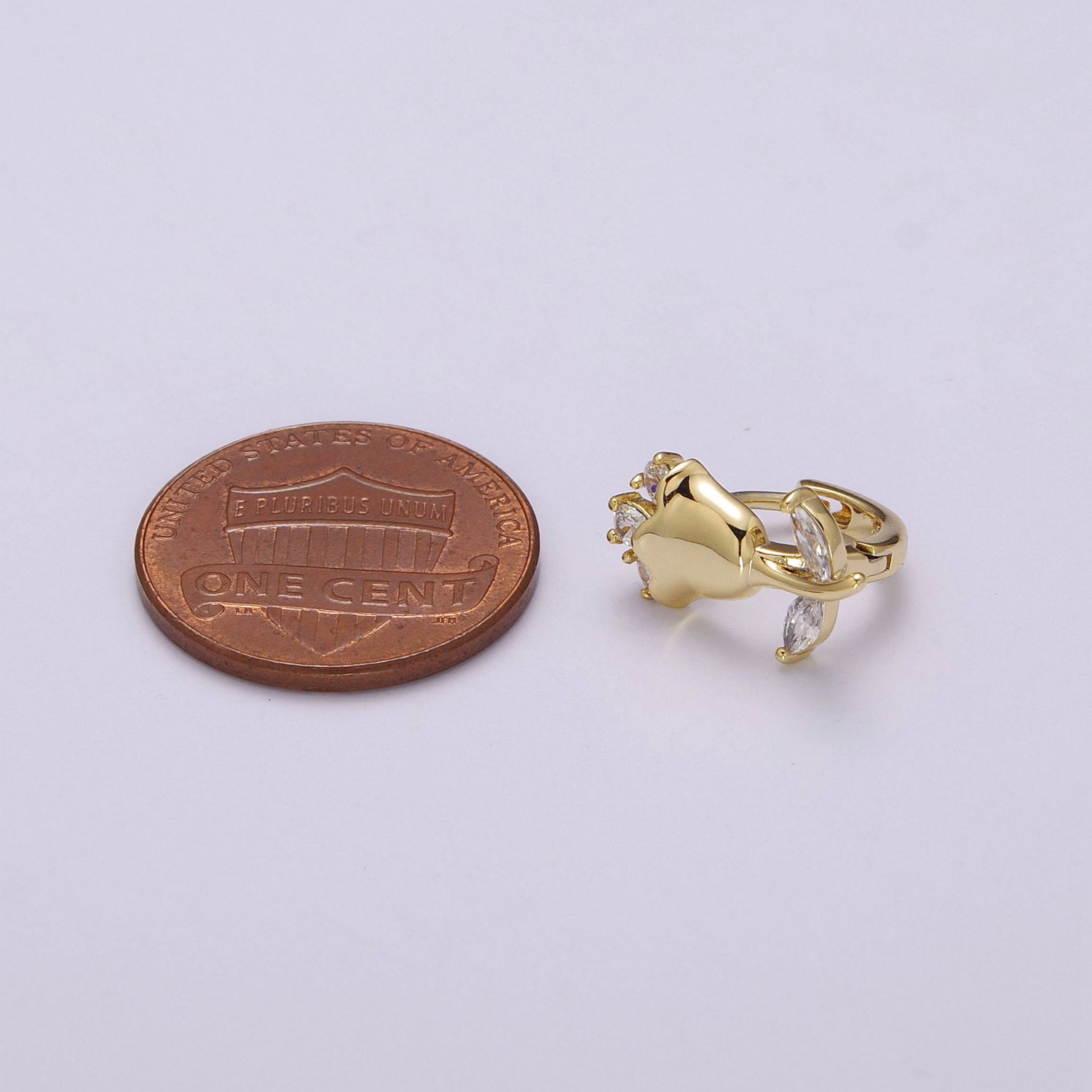 English Rose Huggie Earring - Tiny Gold Rose Flower Earring - Dainty Flower Hypoallergenic Earrings - DLUXCA