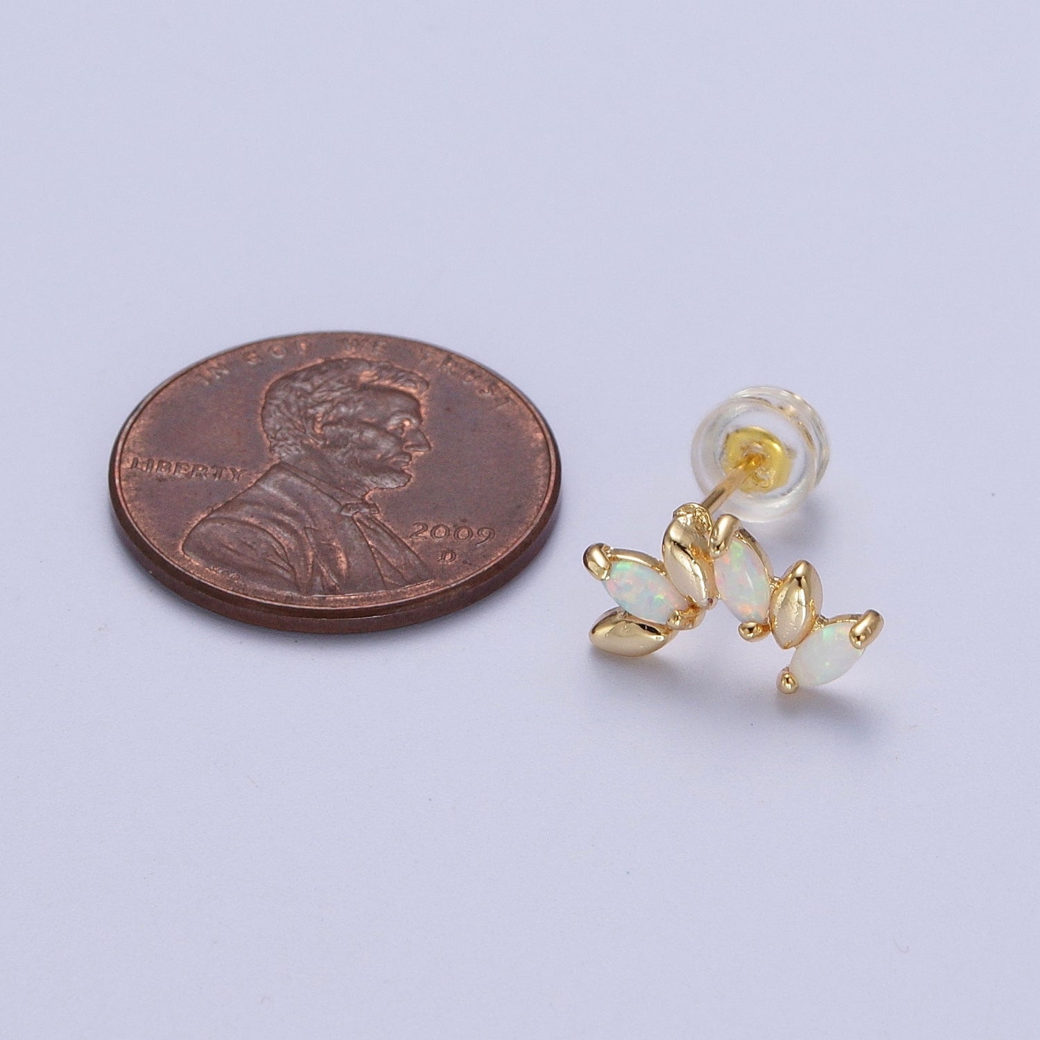 Dainty 14K Gold Filled White Opal Gold Marquise Stud Earrings | Y107 - DLUXCA