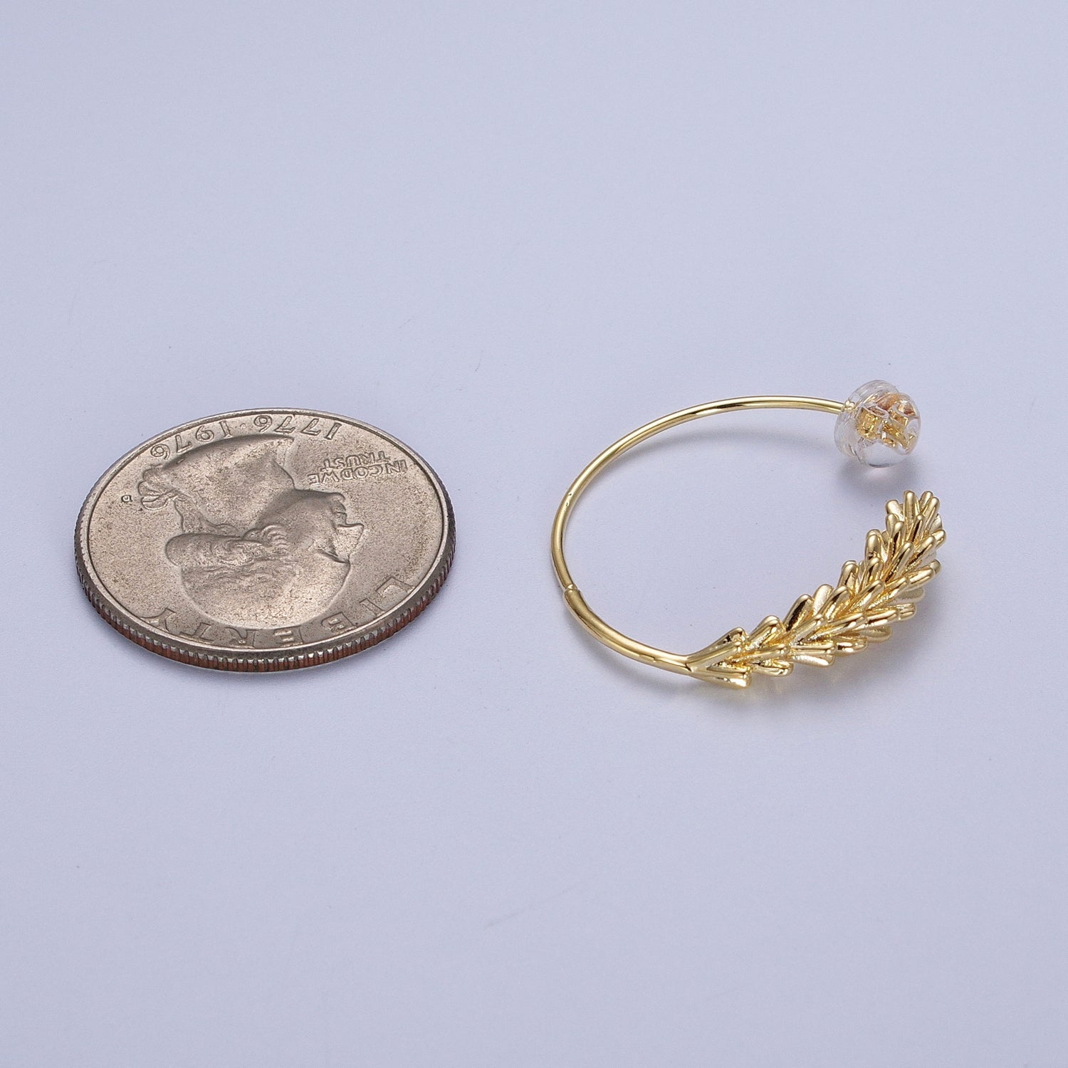 Gold Paddy Wheat Minimalist Open Hoop Stud Earrings | G119 - DLUXCA