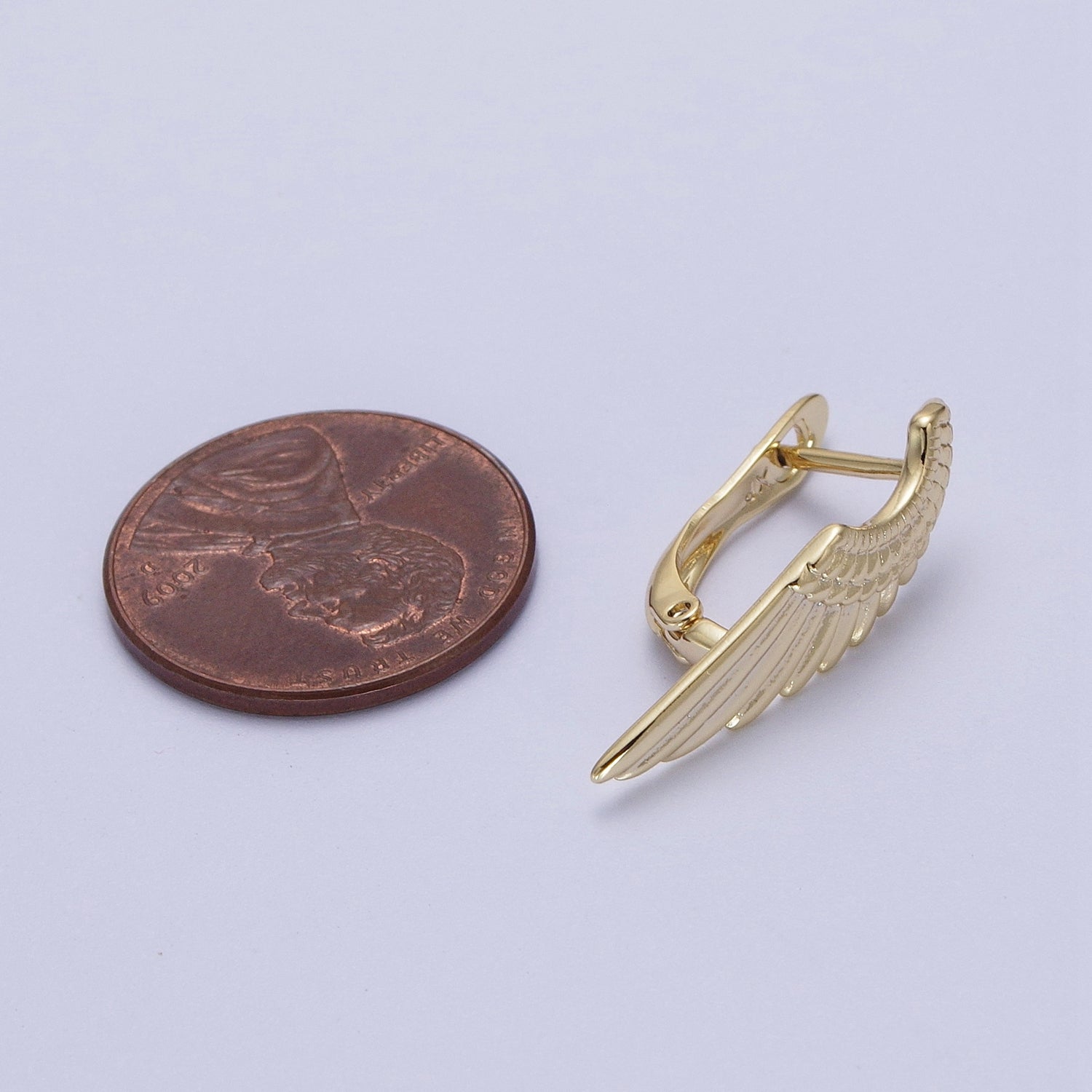 Angel Wing Earrings, Gold Hoop Earrings With Wing, Tiny Hoop Earrings, Huggie Hoop Earrings, Minimalist Jewelry G-935 - DLUXCA