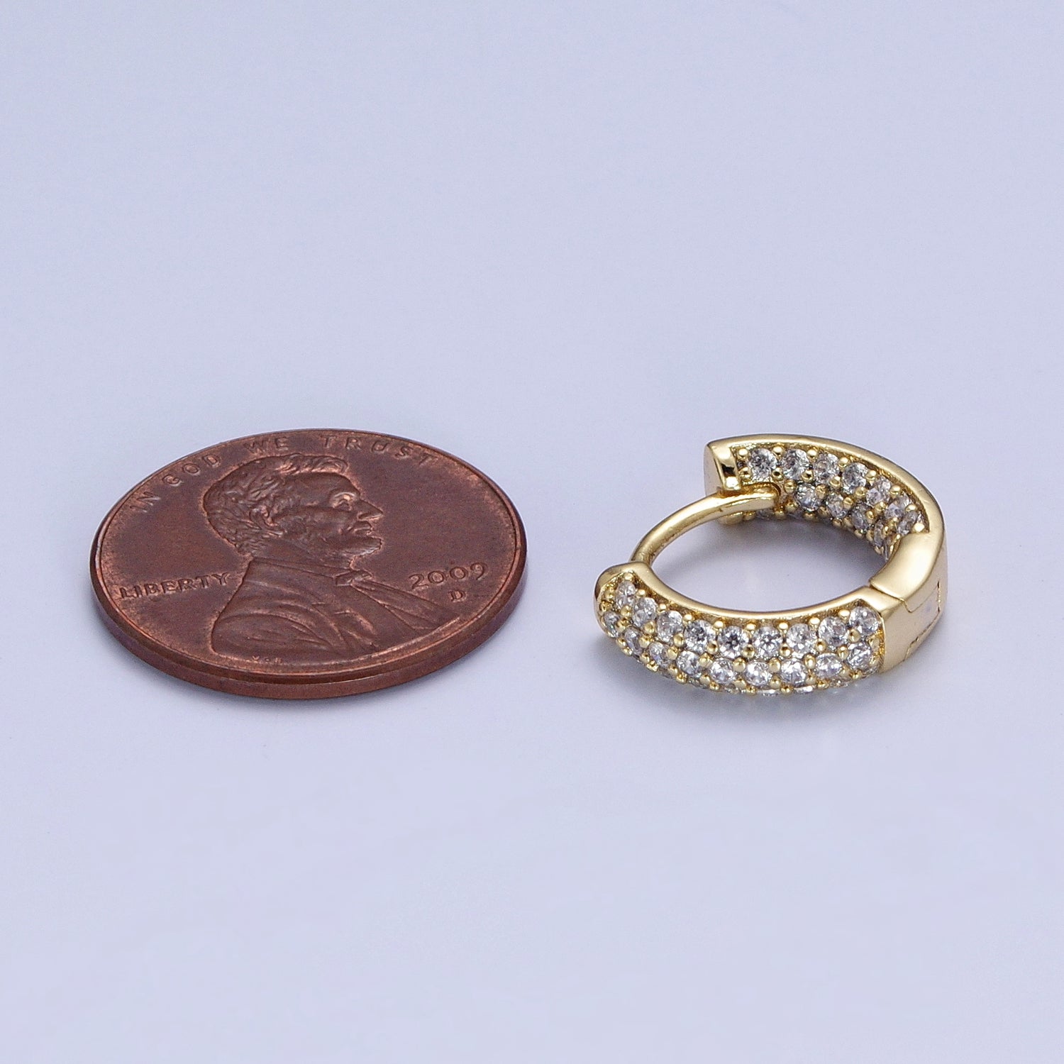 Inside Out Clear Pave CZ Hoop Earrings in Gold Lever Back Earring G-343 - DLUXCA