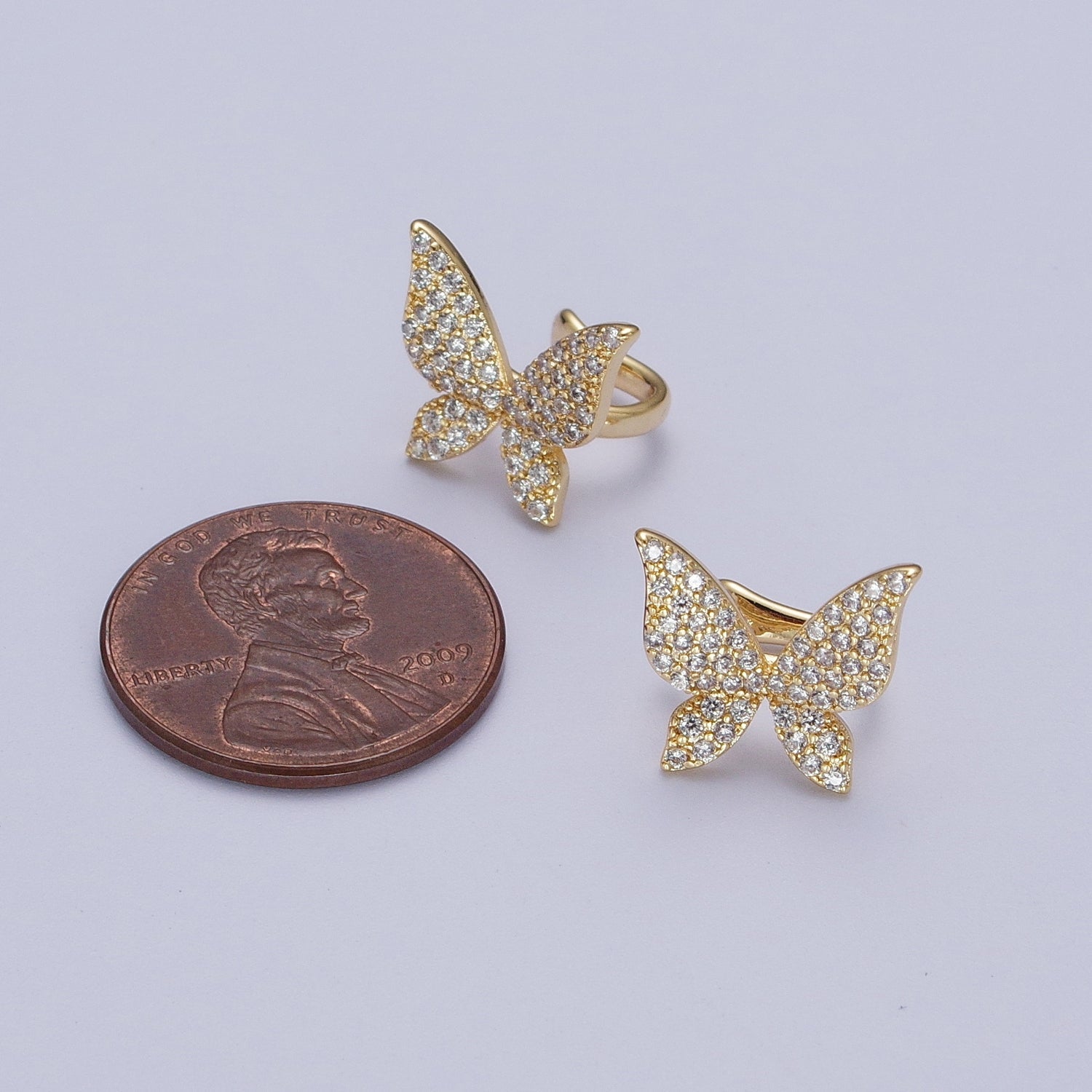 1 pair Butterfly Ear Cuff Earrings, Cute Butterfly Earrings With Micro Pave Cubic Zirconia Gold Animal Earrings, Minimalist Jewelry G-132 - DLUXCA