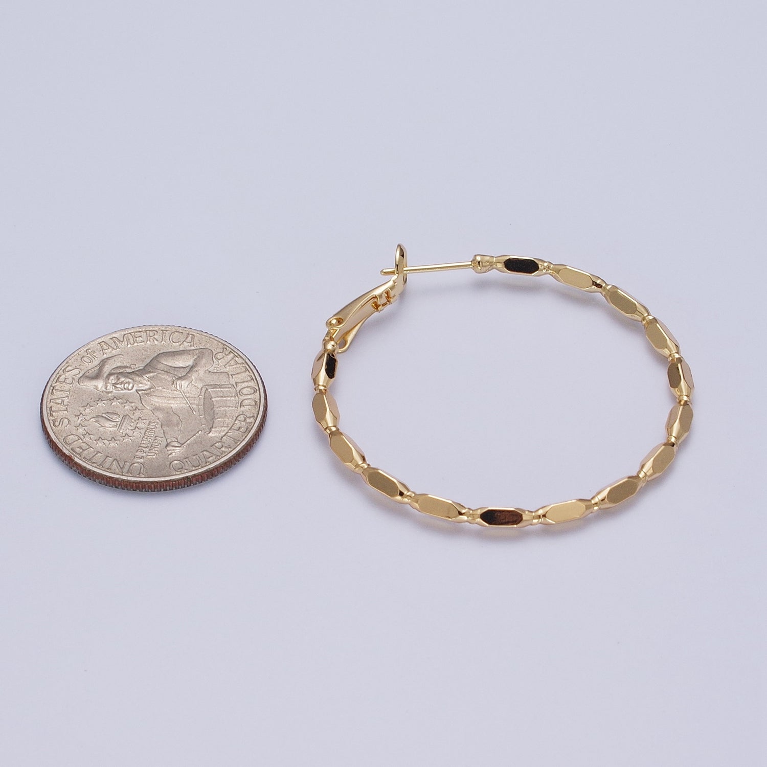 Gold Beaded Hoop Earring for Woman Minimalist Jewelry Inspired G-436 - DLUXCA