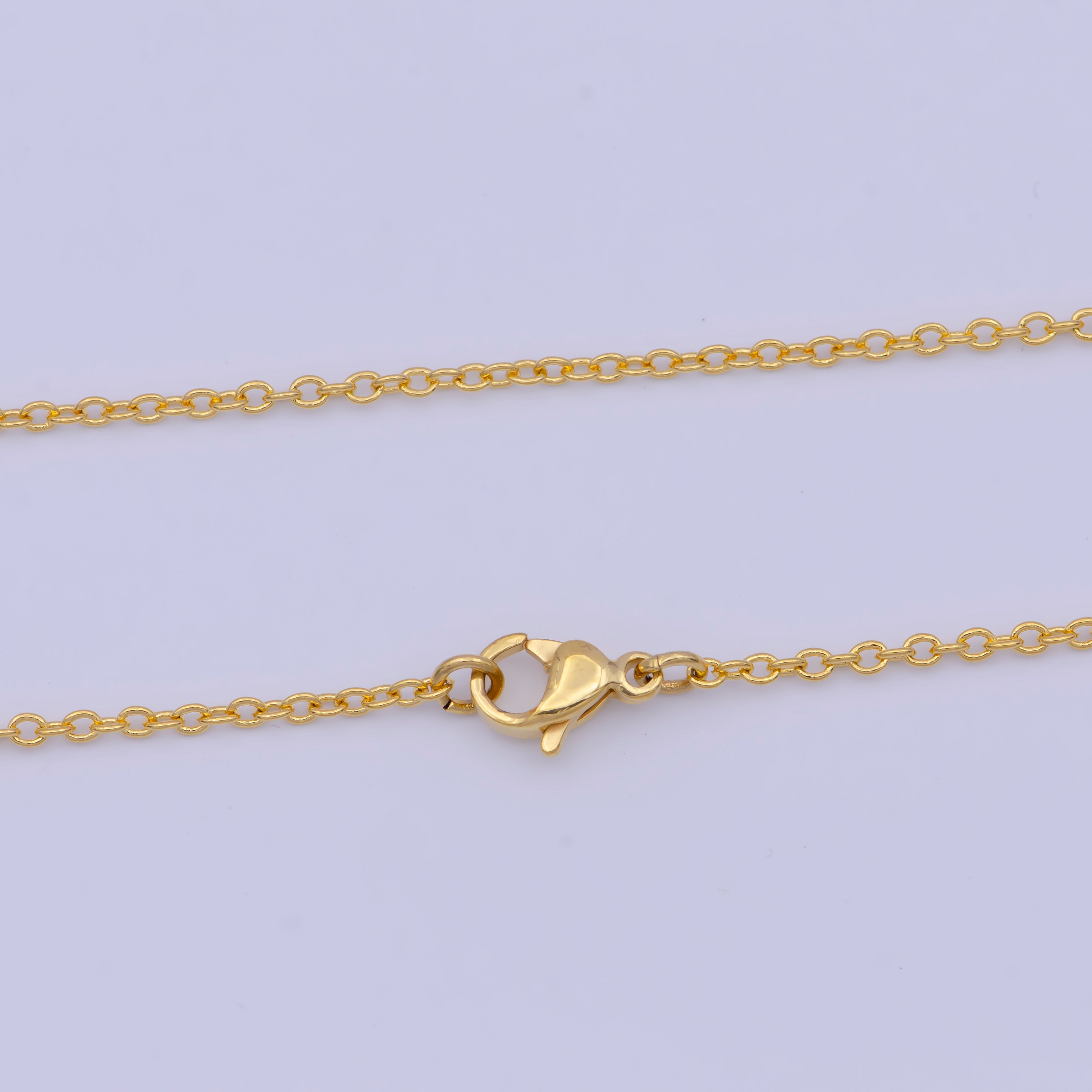 Dainty 24K Gold Filled Cable Chain Necklace Gold Link Chain Necklace Ready to Wear 17.5 Inch WA-1148 - DLUXCA