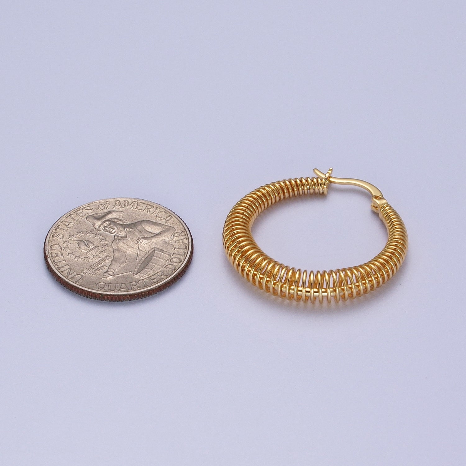 Gold Round Spiral Hoop Earring Statement Hoop Earrings Gold Rhombus Coil Earring G-398 - DLUXCA
