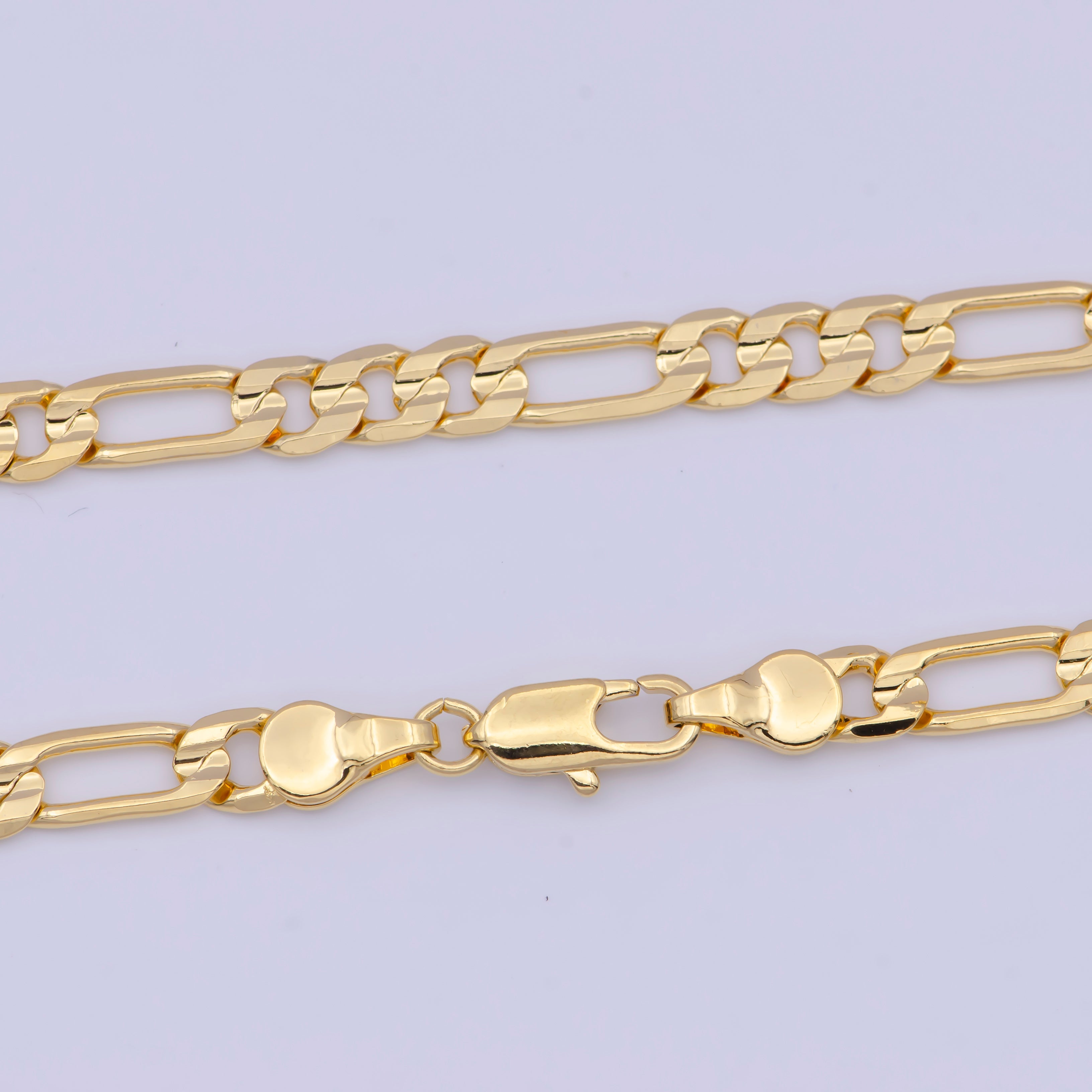 5mm Figaro Chain Necklace Women in Gold Chunky Gold Necklace Figaro Link Chain Necklace Unisex Jewelry WA-1120 - DLUXCA