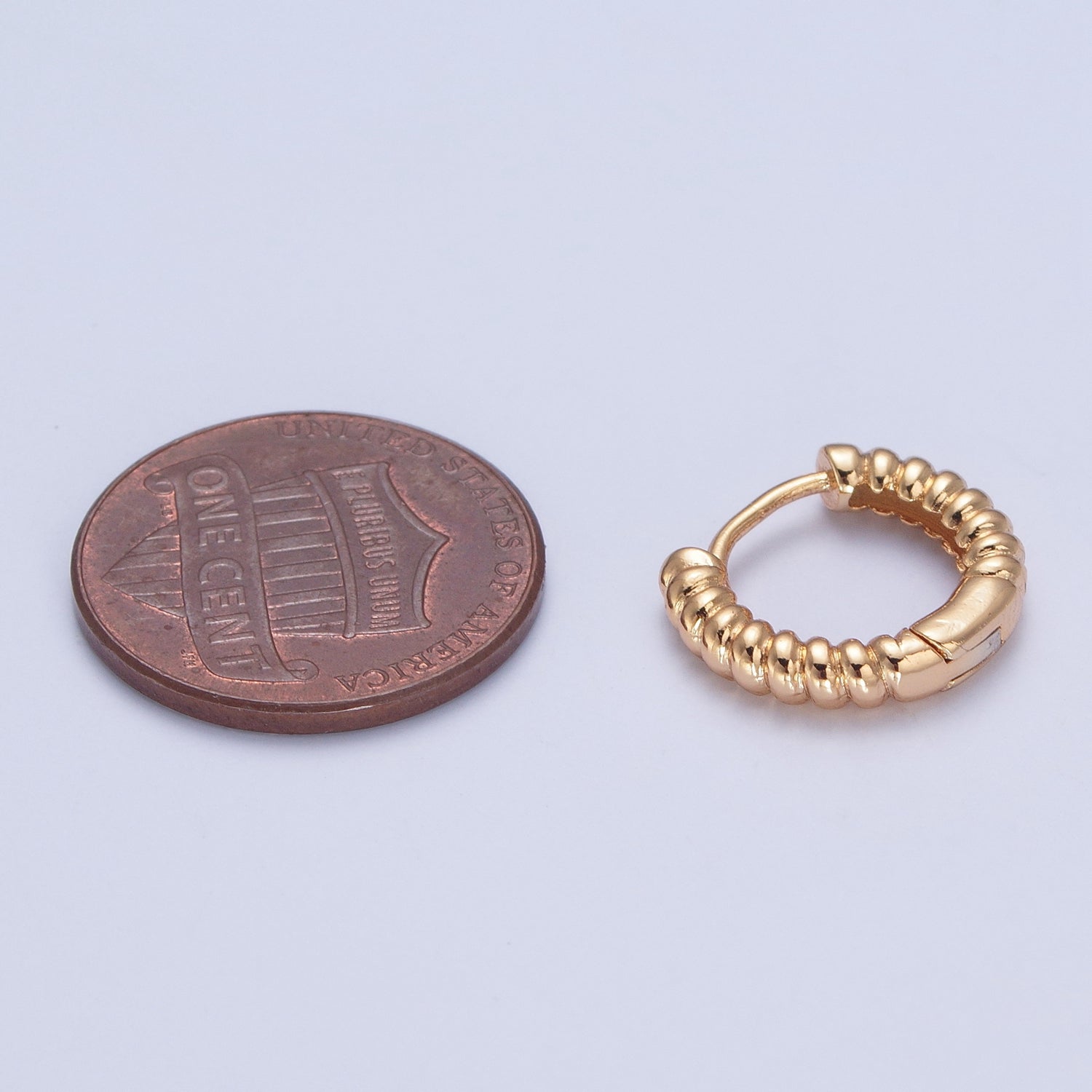 Mini Gold Croissant Twist Hoops Earrings W692 - DLUXCA
