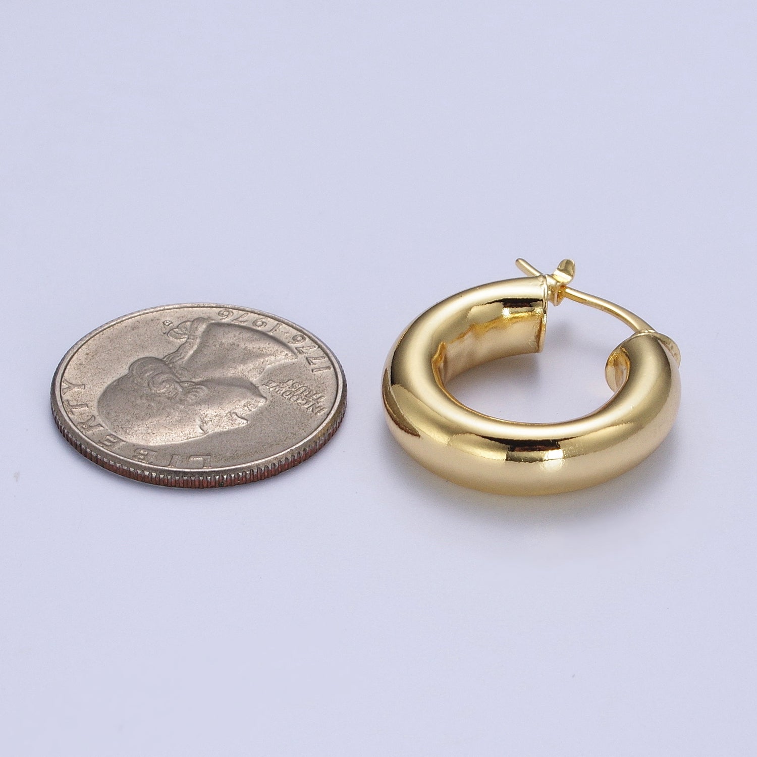 Minimalist Dome Tube Hoop Latch Earrings in Gold & Silver | Y185 Y186 - DLUXCA