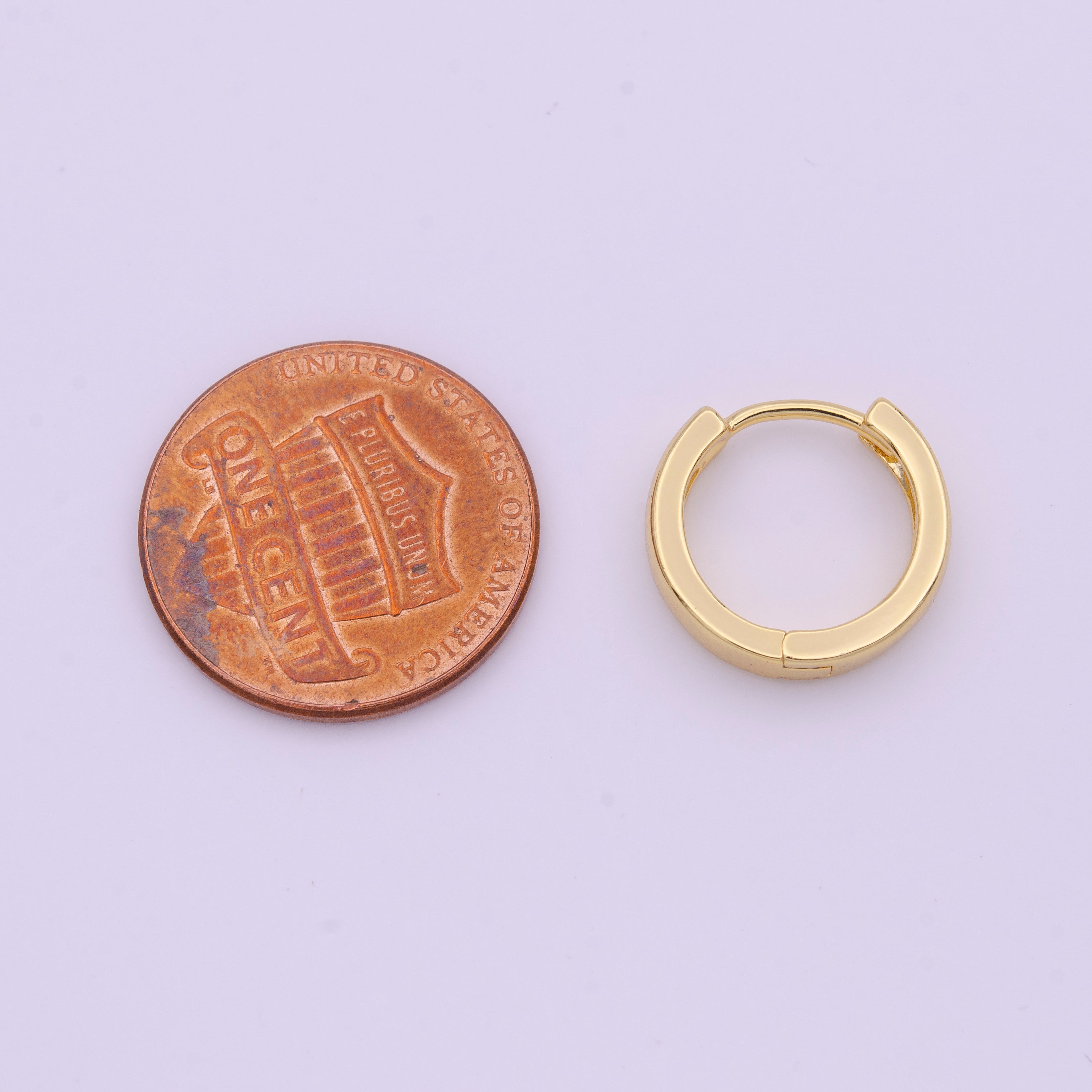 Dainty Gold Huggie Earring Simple Minimalist 14mm Hoop Earring Y169 - DLUXCA