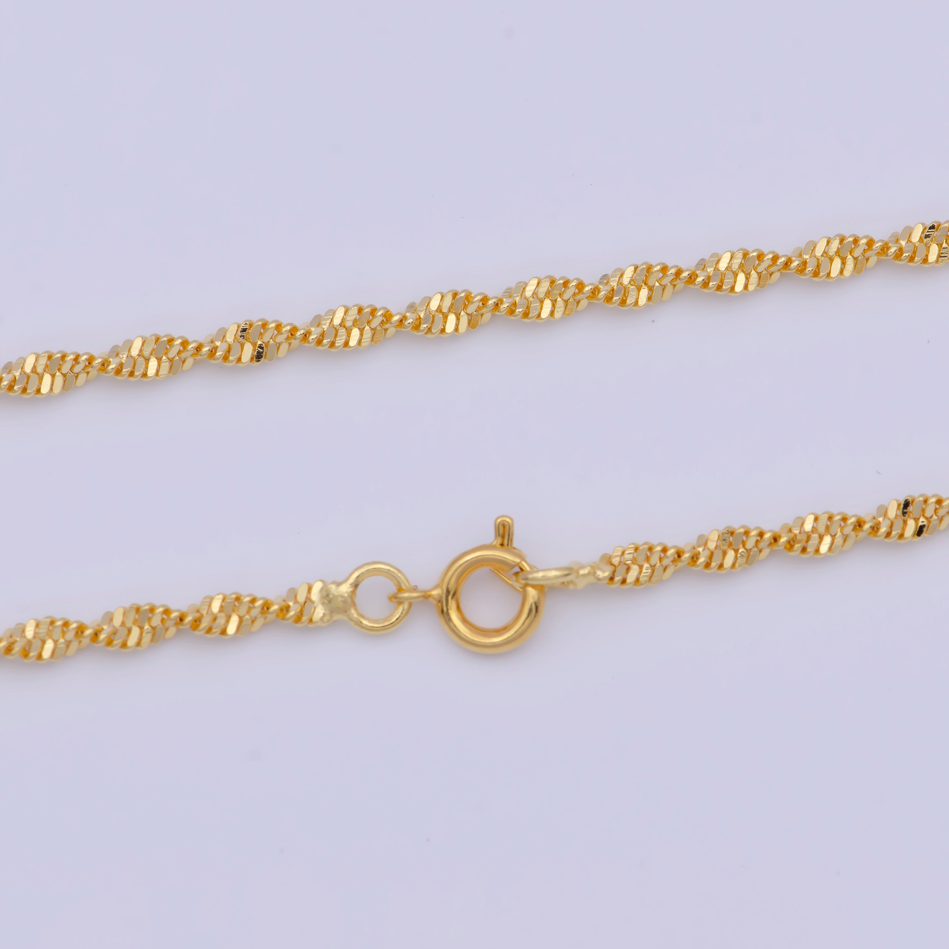 Yellow Gold Chain Necklace, Twist Chain Necklace Ready To Wear for Jewelry Making WA-1129 - DLUXCA