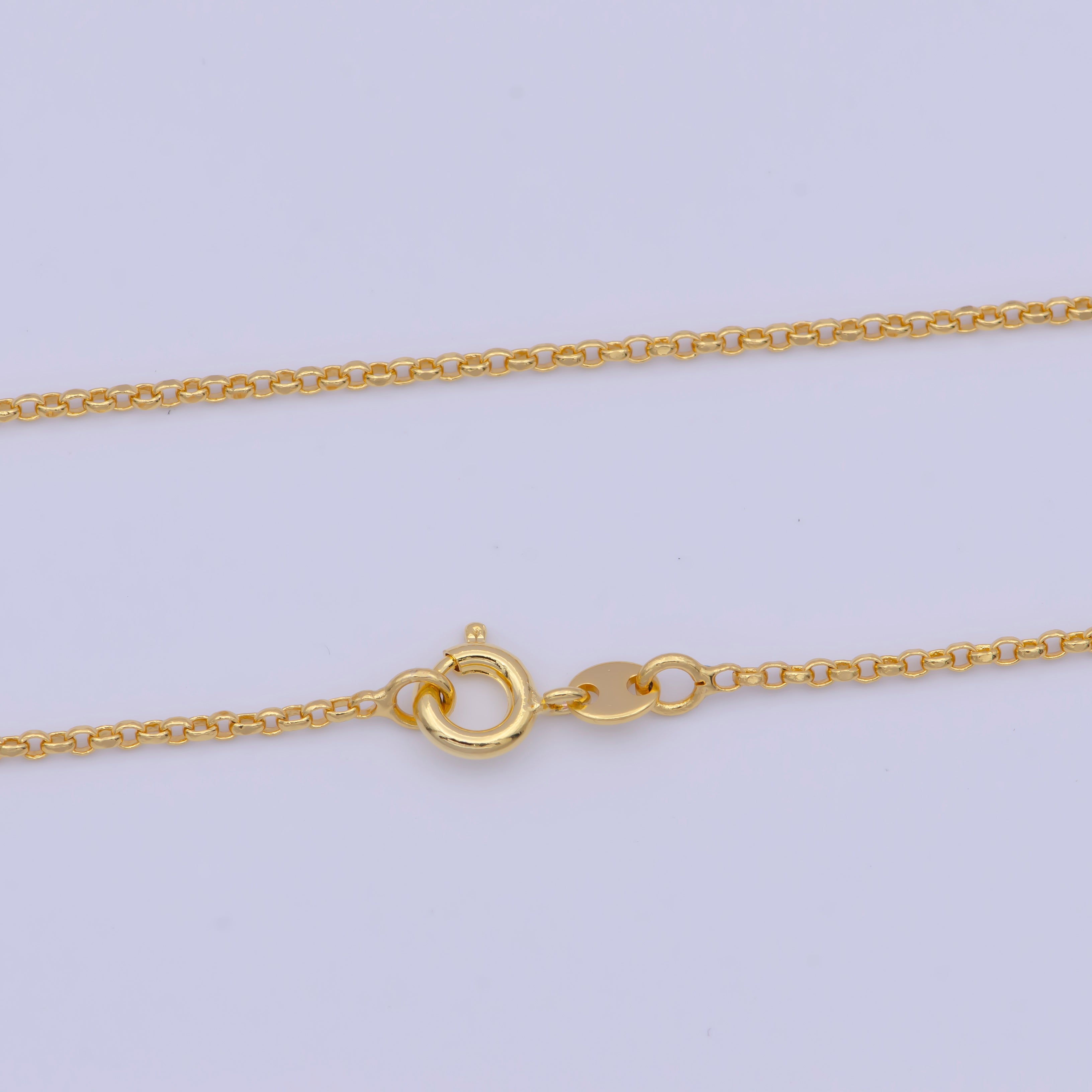 24k Gold Plated Rolo Link Chain Necklace 1.3mm Yellow ROLO Link Chain Layering Necklace WA-1124 - DLUXCA