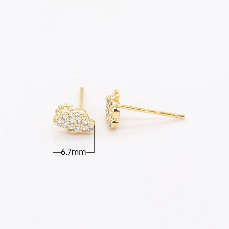 Tiny Golden Snail Studs Earring CZ Dainty Animal Nature Object Earring Jewelry GP-430 - DLUXCA