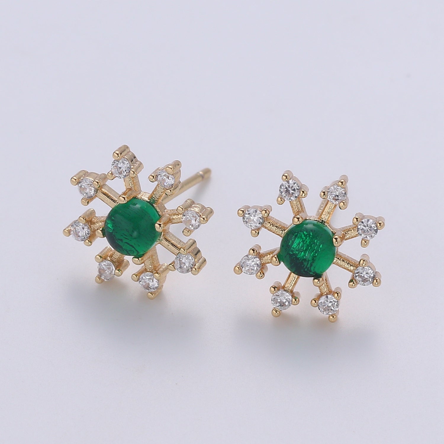 Dainty Zirconia Gold Plated Sun Rays Stud Earrings, CZ Morning Sunburst Nature Earring Jewelry GP-648 - DLUXCA