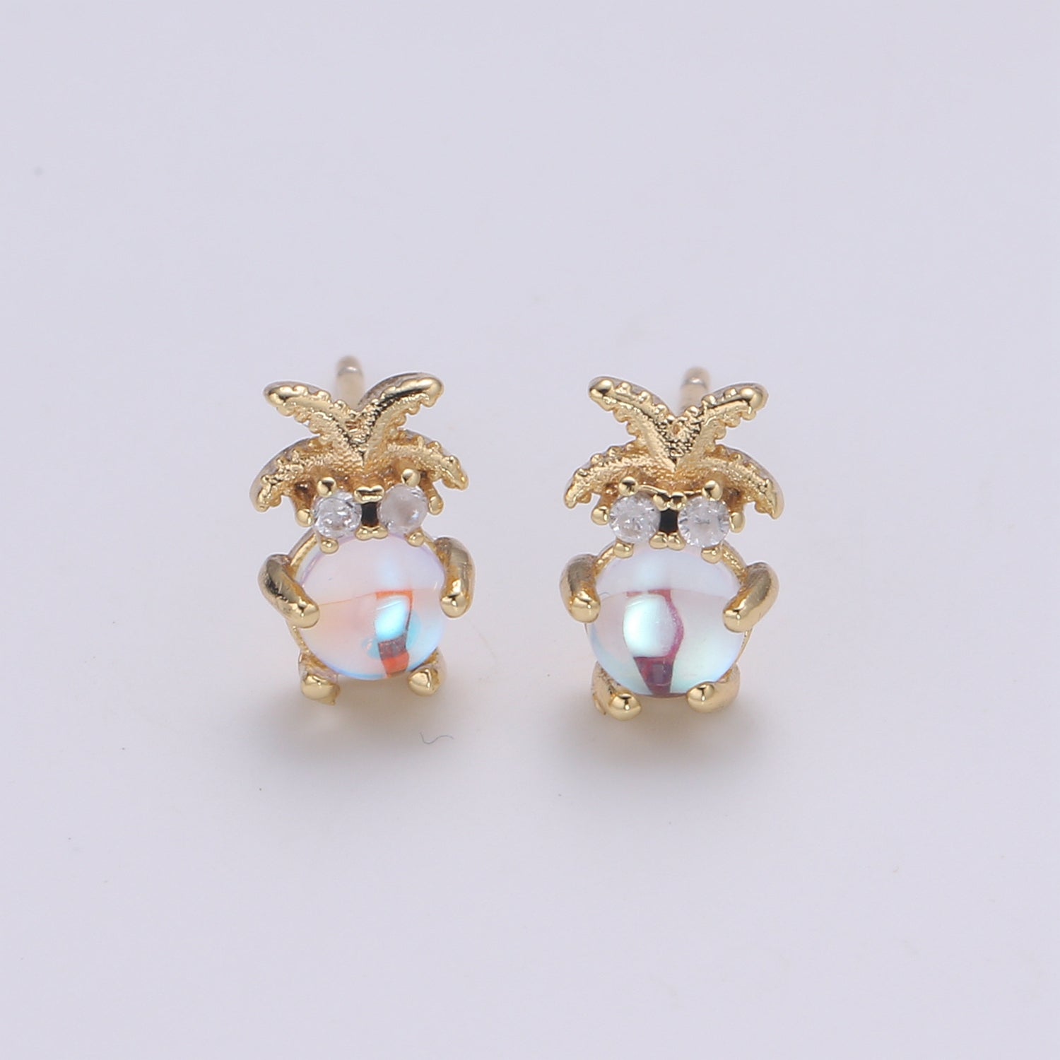 Dainty Gold Plated Forest Owl Studs Earrings CZ Animal Night Birds Lover Studs Earring Jewelry GP-658 - DLUXCA