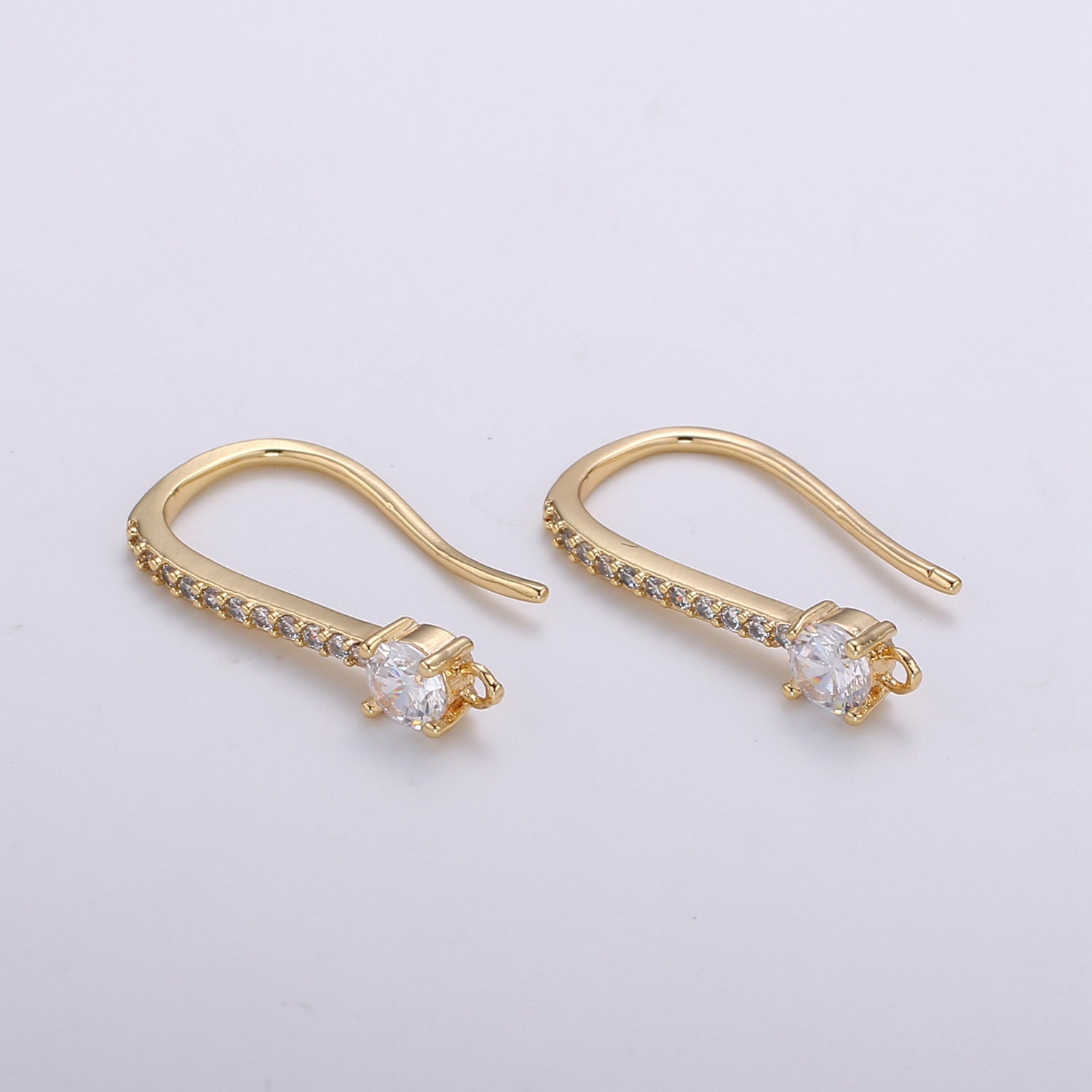 Crystal Beaded Golden Earclimbers Zirconia CZ Plain Gold Earring Micro Pave Earring Jewelry GP-668 - DLUXCA