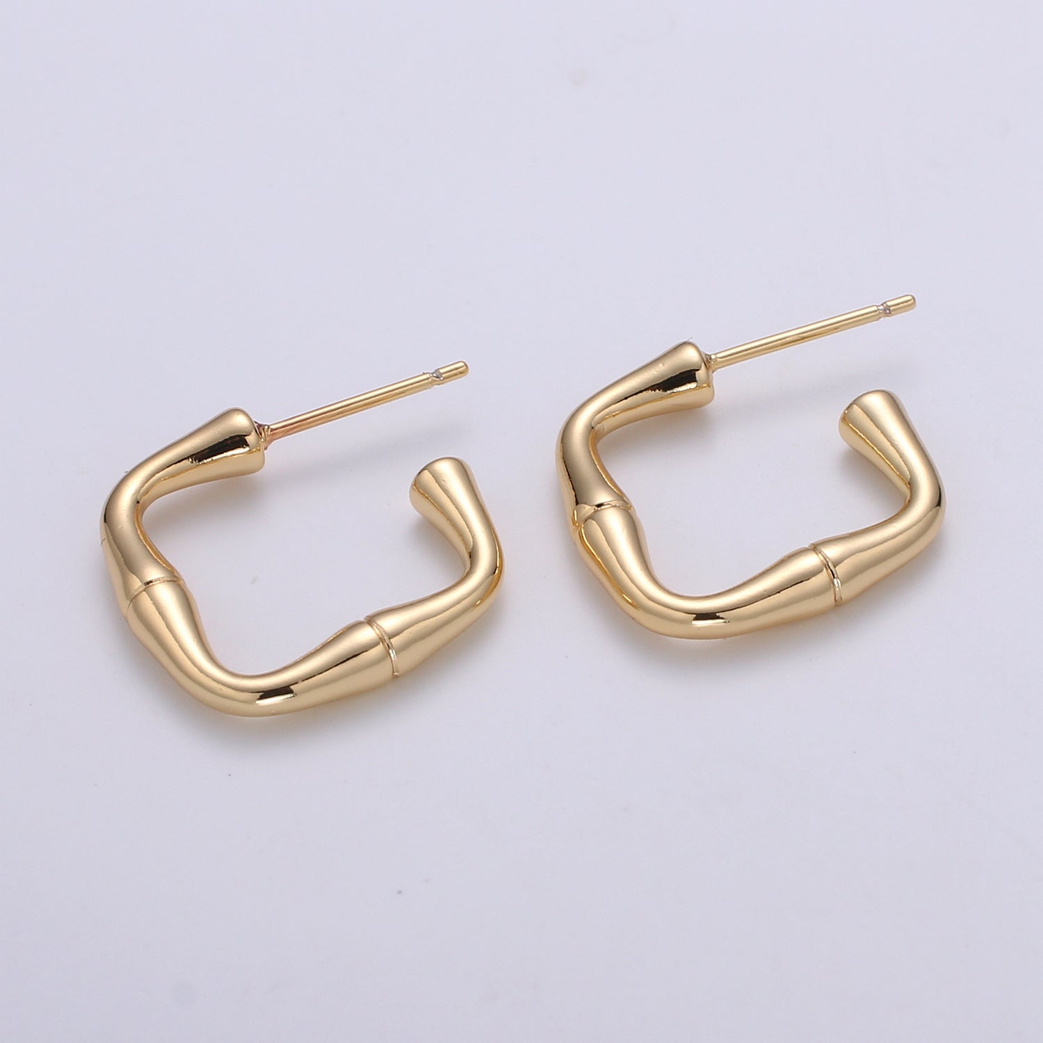 Gold Plated Mini Square Linked Bar Studs Earring Dainty Geometric Tube Bar Plain Gold Earring Jewelry GP-880 - DLUXCA
