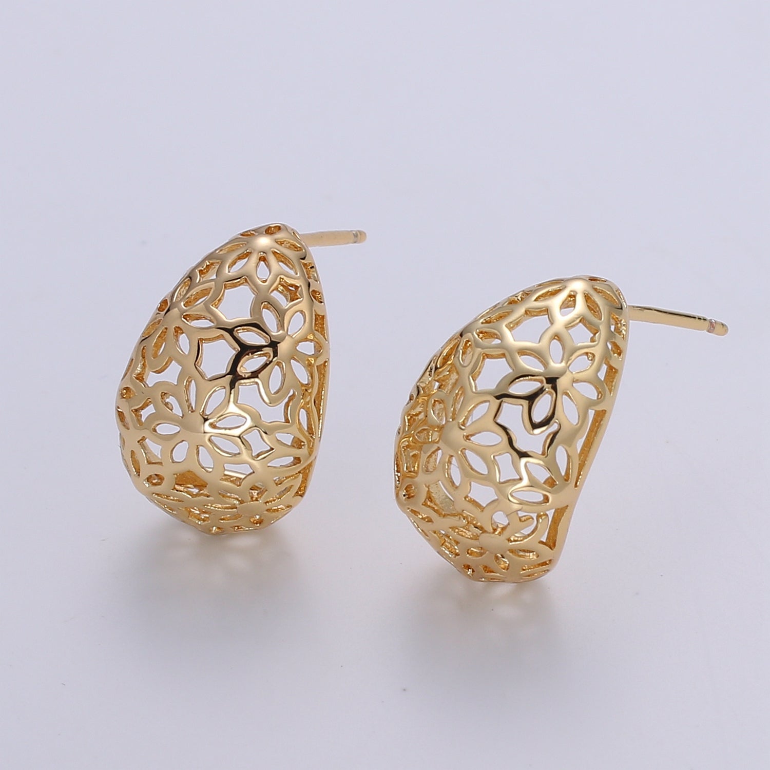 Dainty Golden Multi Flower Net Studs Earring Gold Plated Tiny Floral Earring Jewelry GP-889 - DLUXCA