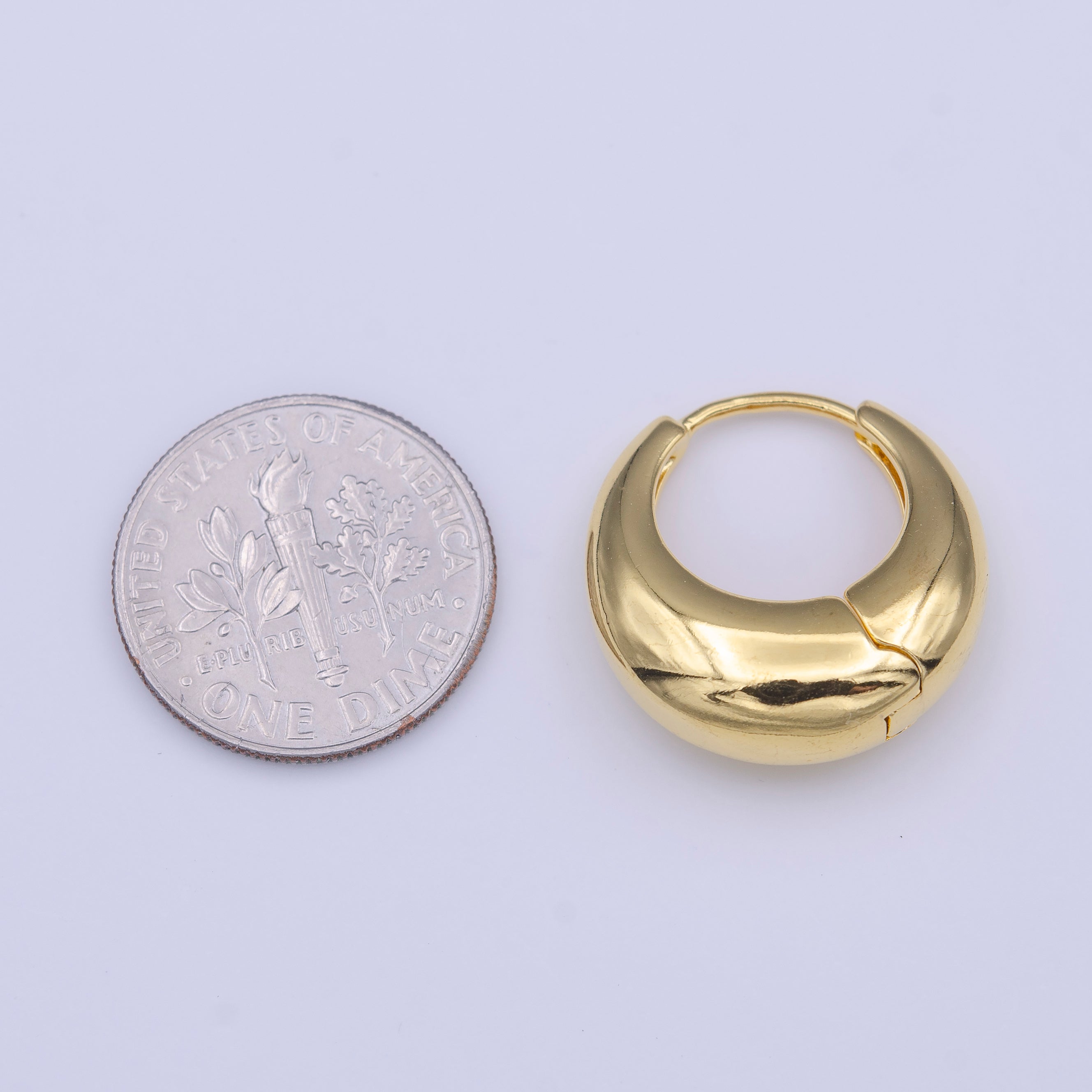 Chubby 18.5mm Dome Minimalist Gold Huggie Hoop Earrings | Y210 - DLUXCA