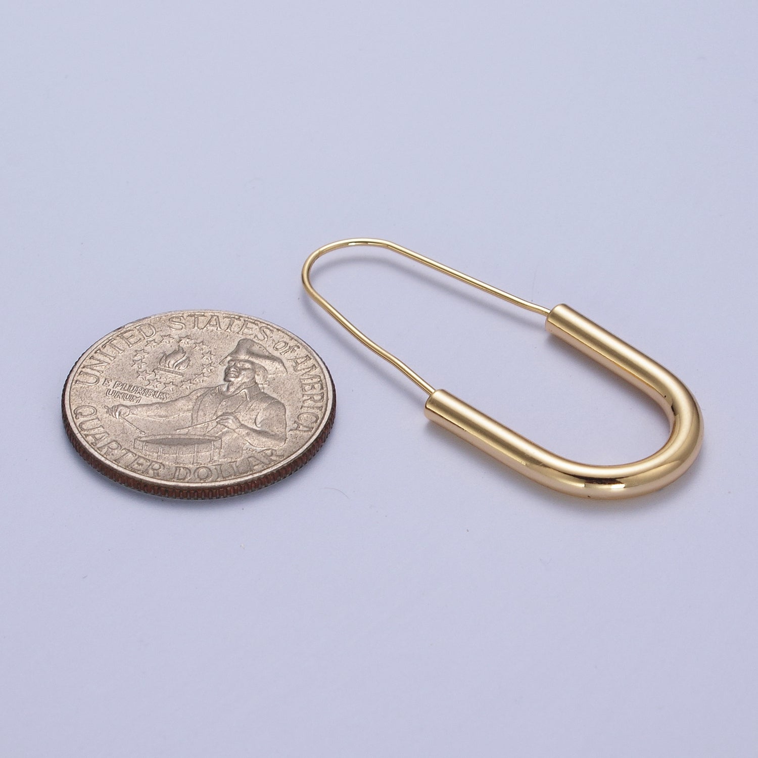 Gold Crescent U Hoop Long Hook Minimalist Earrings | Y146 - DLUXCA