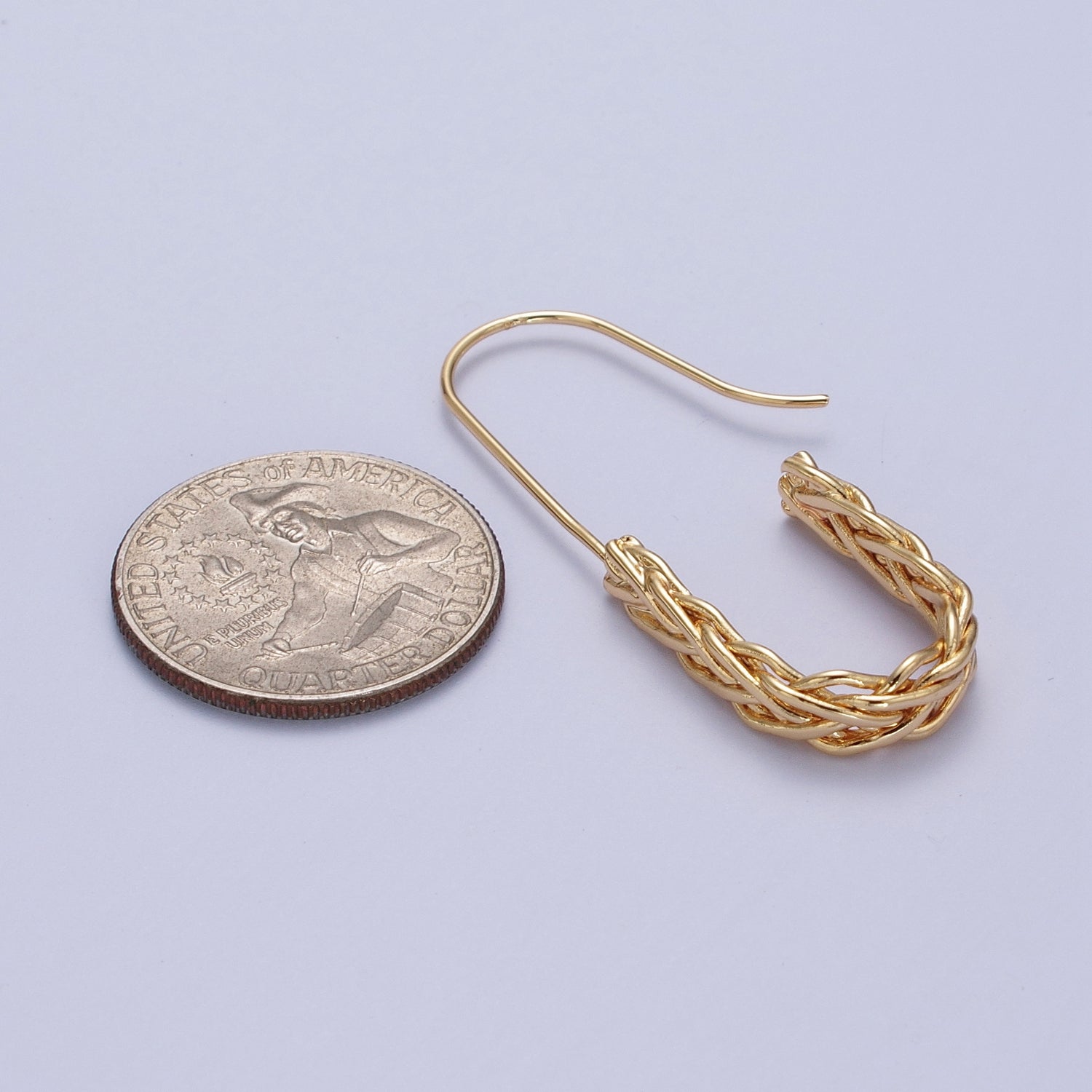 Gold Twisted Crescent U Long French Hook Minimalist Earrings | Y150 - DLUXCA