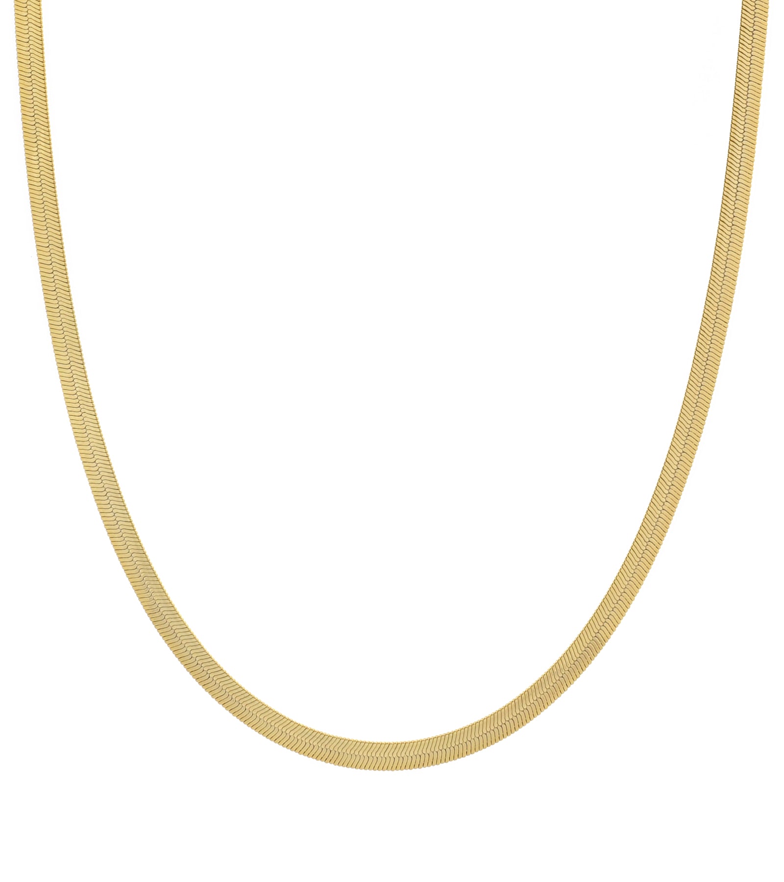 Herringbone Chain Necklace | 18K Gold Filled Herringbone Chain, Layered Necklace, Flat Snake Chain, Skinny Gold Chain Everyday Wear | Stainless Steel, Gold Filled 4mm 5mm - DLUXCA