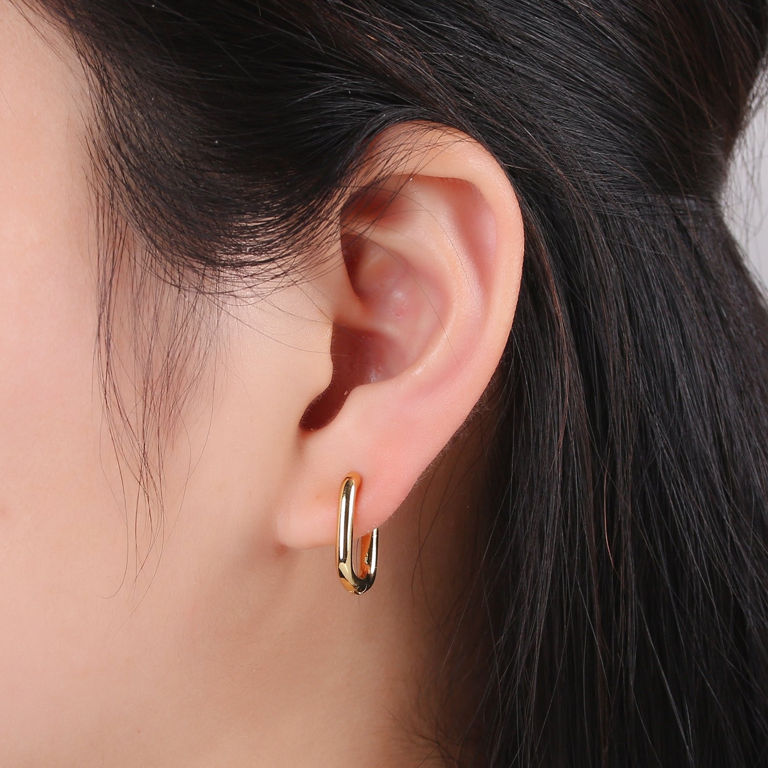 Simple Gold Lever backs Earring, Paperclip Fish Loop Earring, Vintage Gold Micro Pave Earring for DIY Q441 - DLUXCA