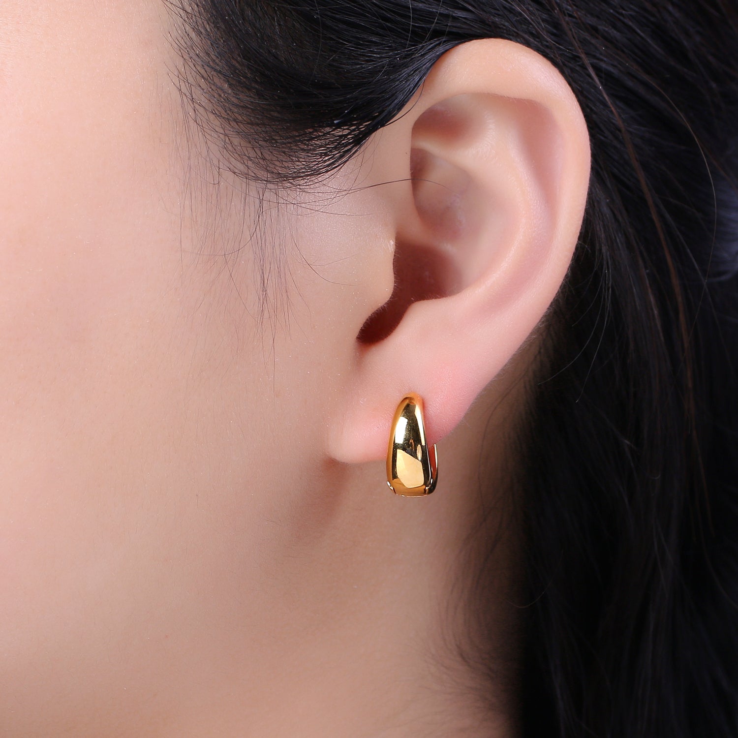 24K Gold Filled DOME Hoops • Bold Gold Hoops Minimalist, Light Weight, Perfect for Everyday Wear T-303 - DLUXCA