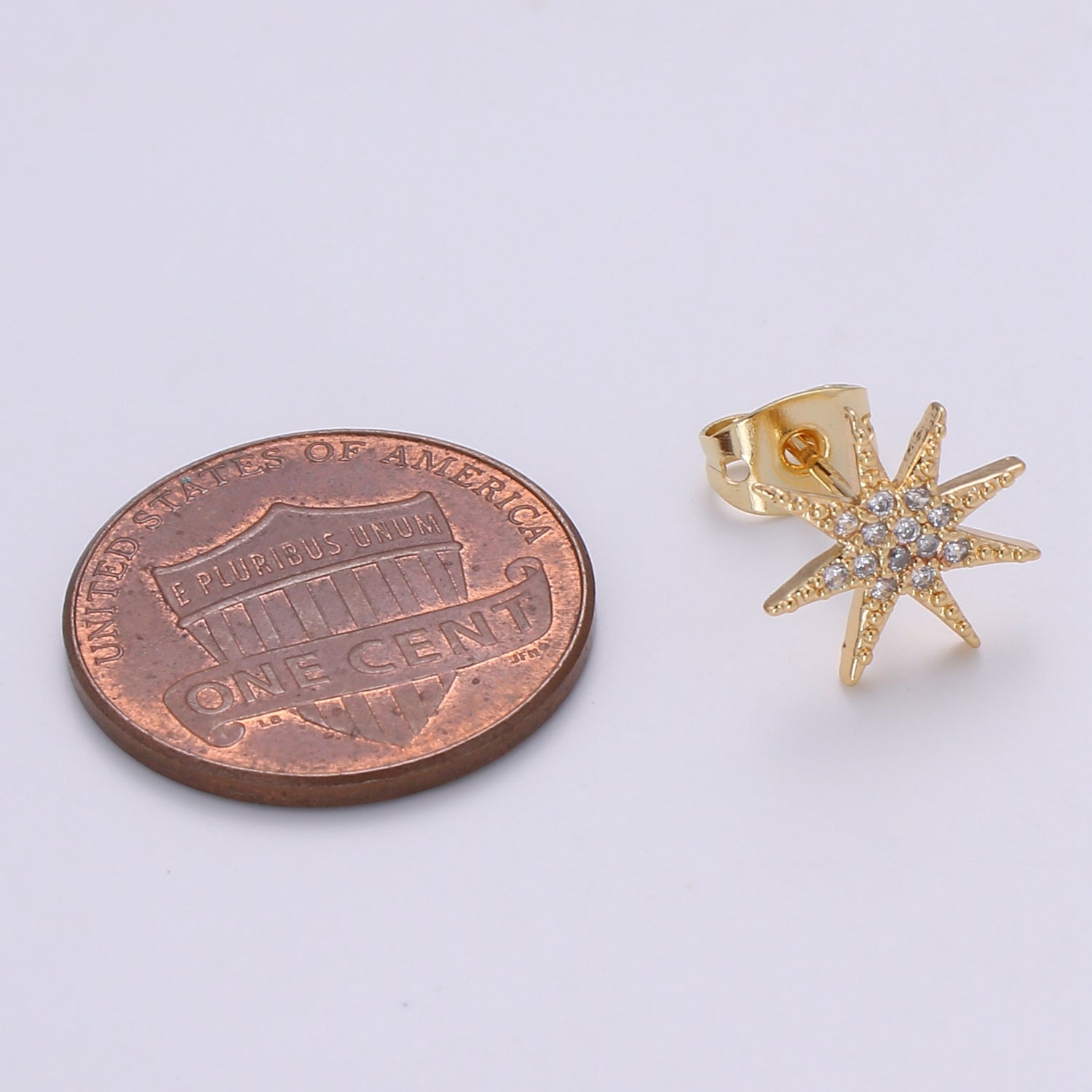 Dainty North Star Stud Earring Cubic Zirconia Celestial Inspired for Minimalist Jewelry - DLUXCA