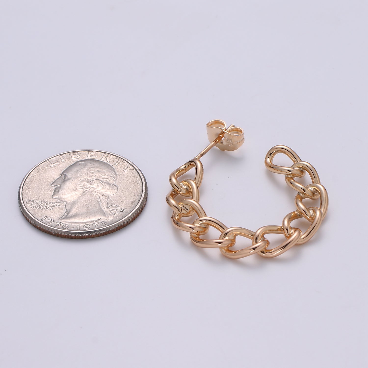 30mmX31mm Chunky Rose Gold Link Hoops, Small Rose Gold Large Gold Chain, Statement Jewelry, Perfect For Her - DLUXCA