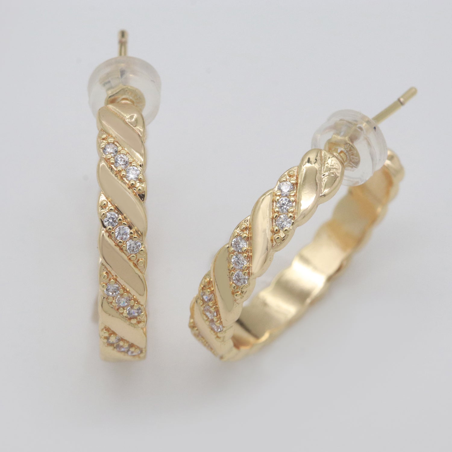 Gold Twisted Cz Earring for Christmas Gift Idea - DLUXCA