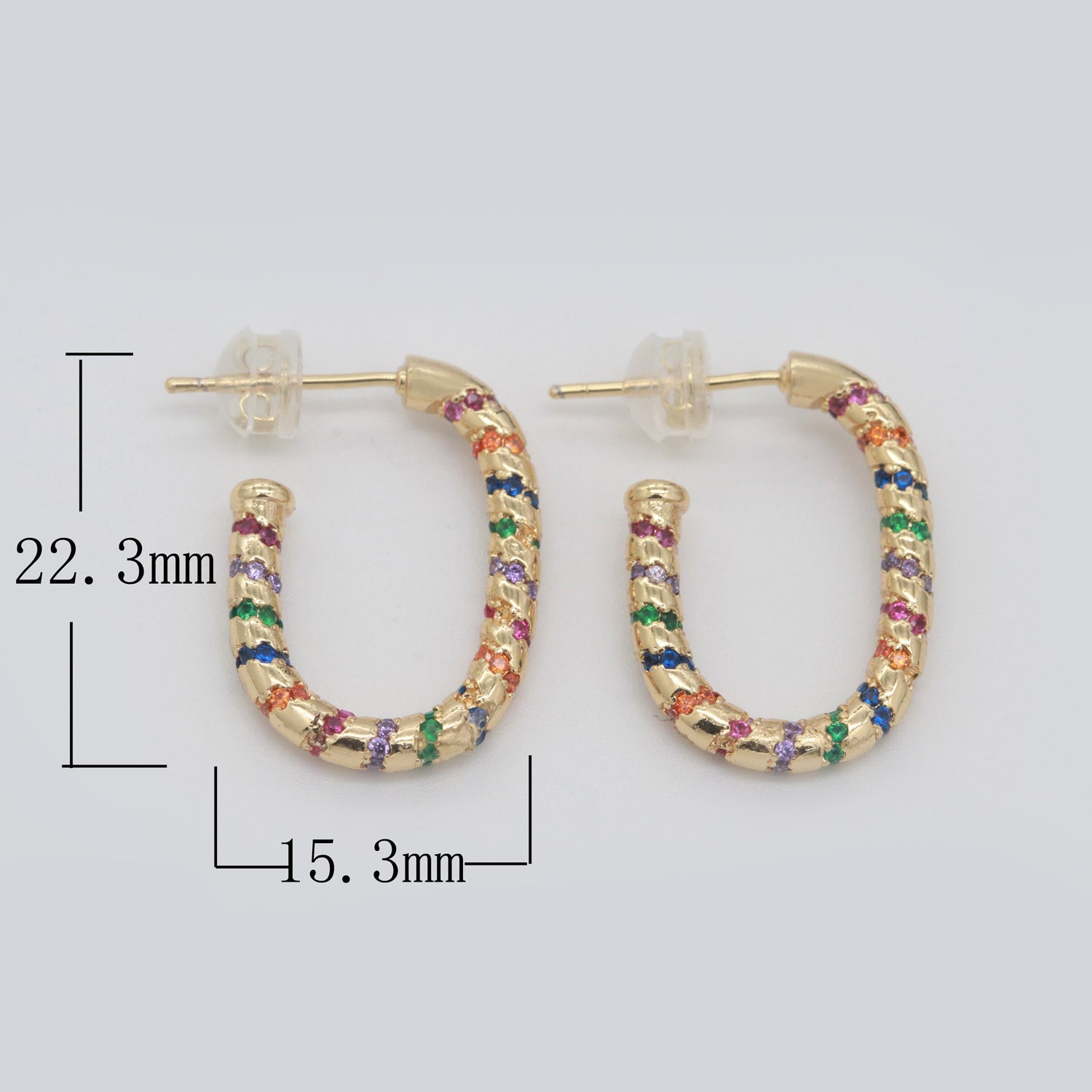 Colorful Cz Hoop Earring Multi Color Cz Hoop Earring for Statement Jewelry Christmas Gift - DLUXCA