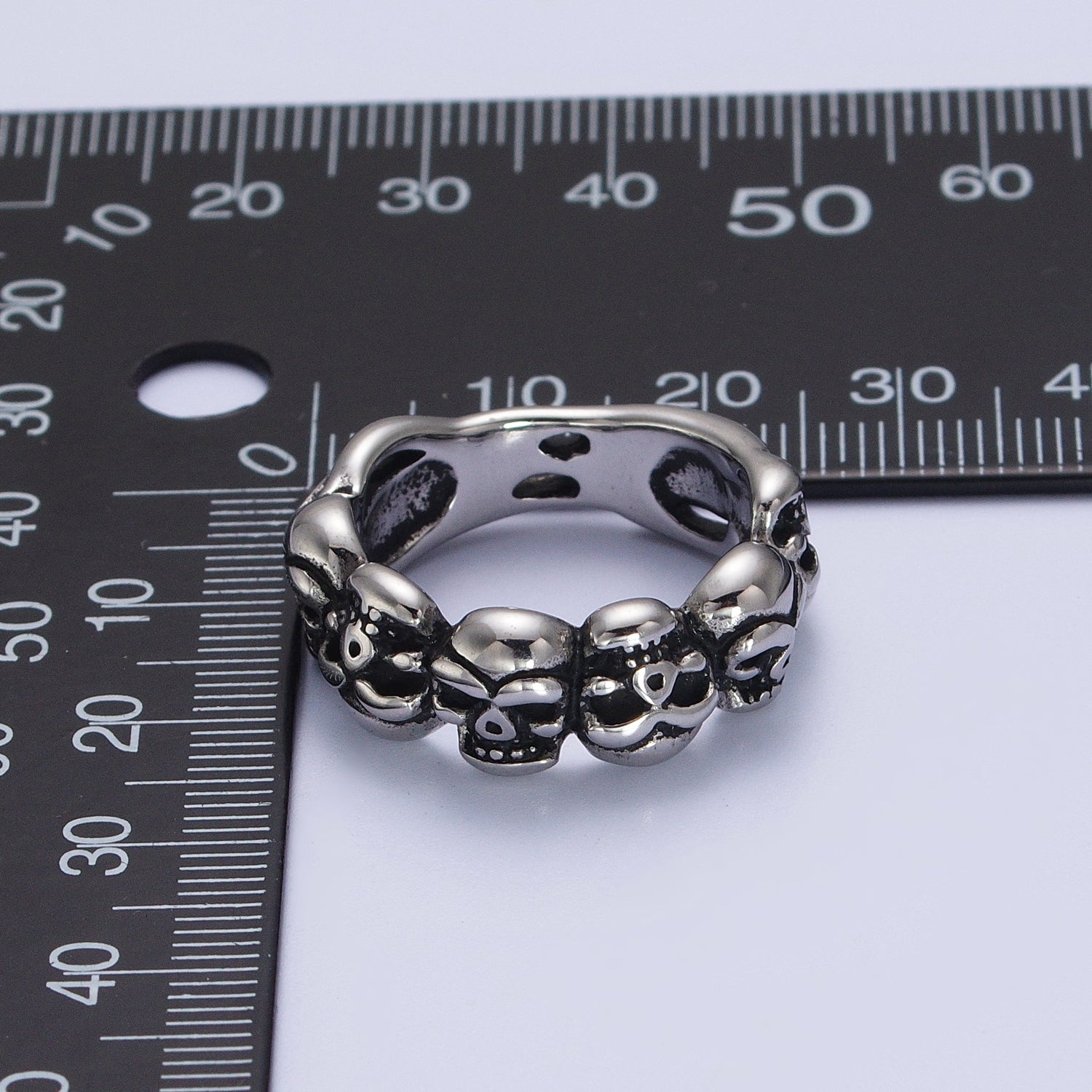 Stainless Steel Skeleton Skull Bone Lined Silver Ring | Y542 - Y545 - DLUXCA