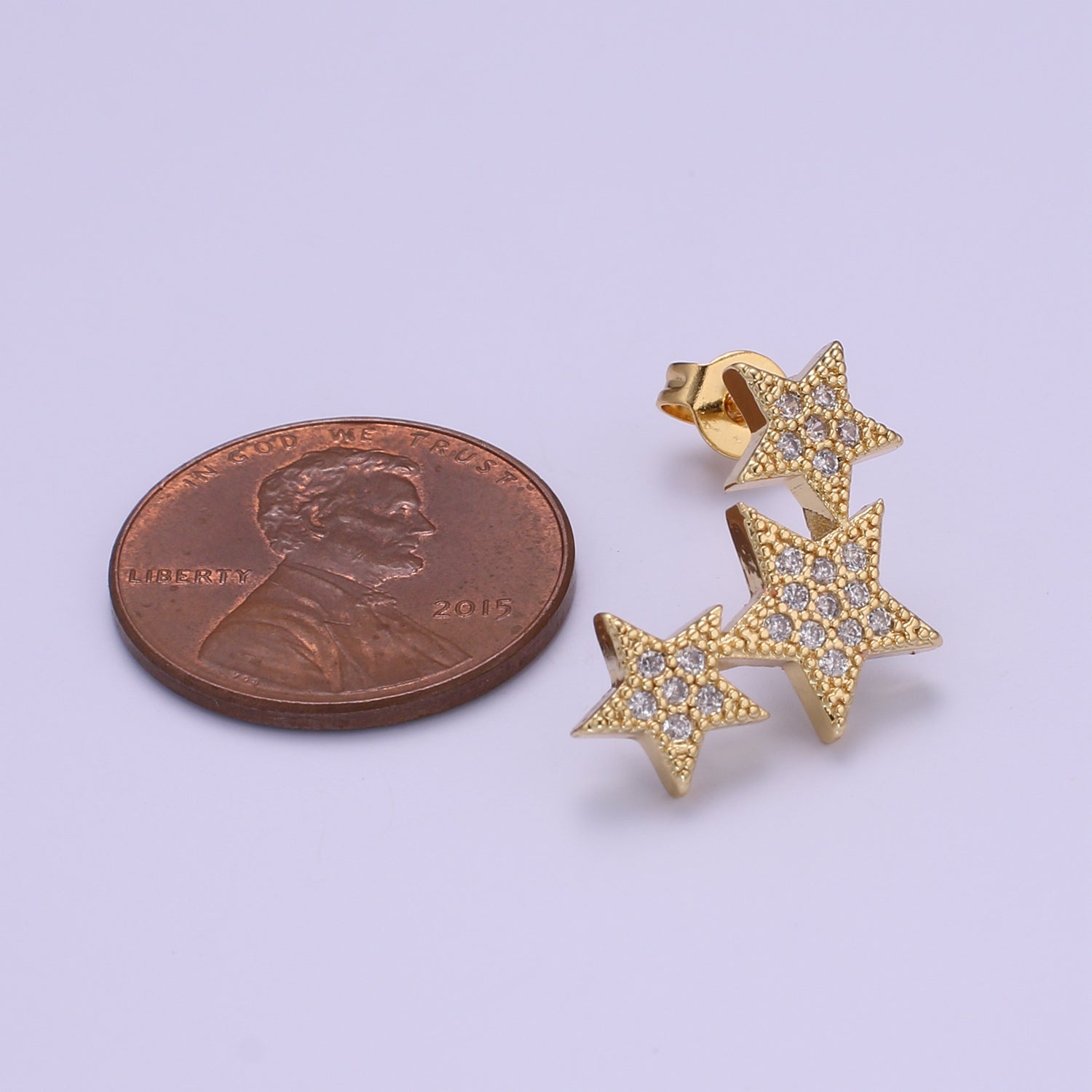 1x Dainty Star CZ Stud Earrings, 14K gold earring, tiny studs, minimal earring, gold cz stud earring P072 - DLUXCA
