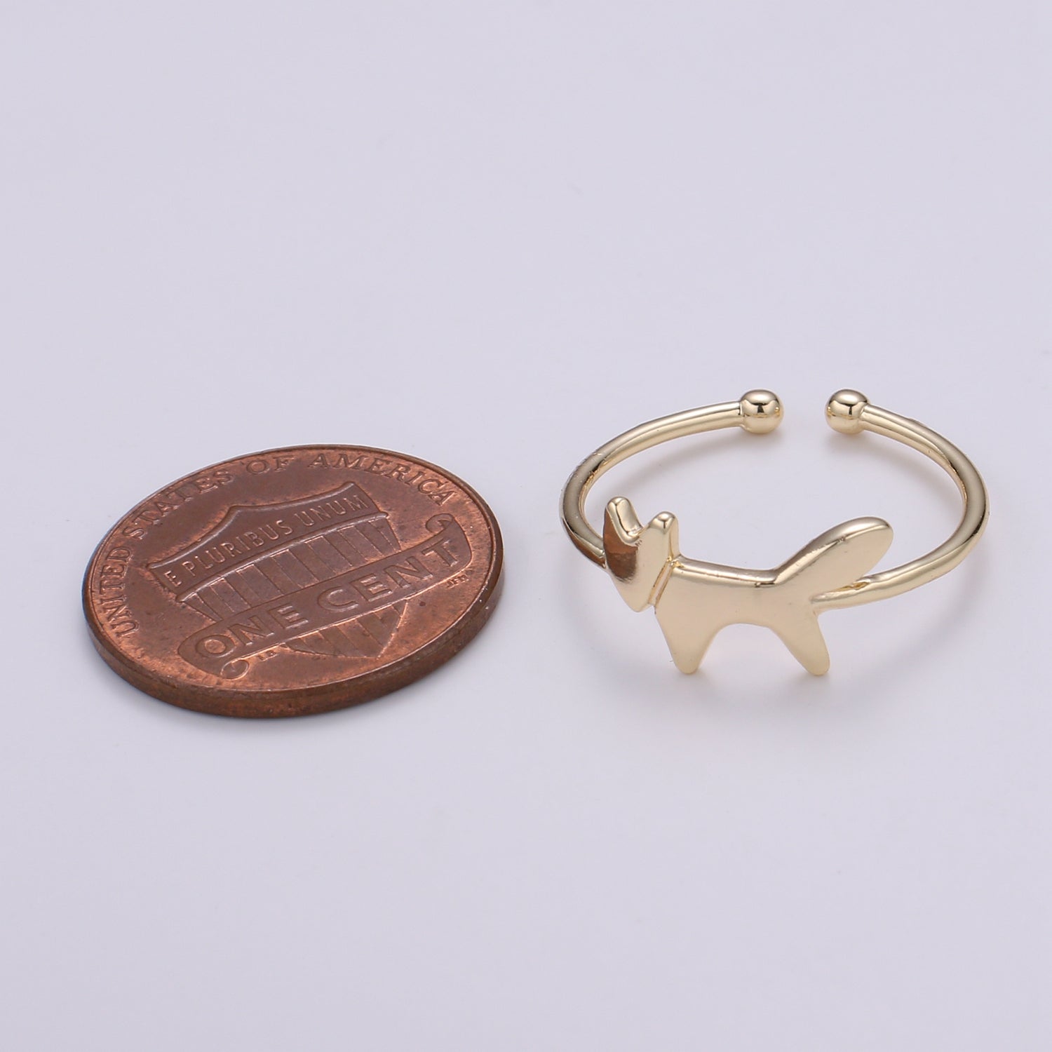 18K Gold Filled Dog Adjustable Ring - R268 - DLUXCA