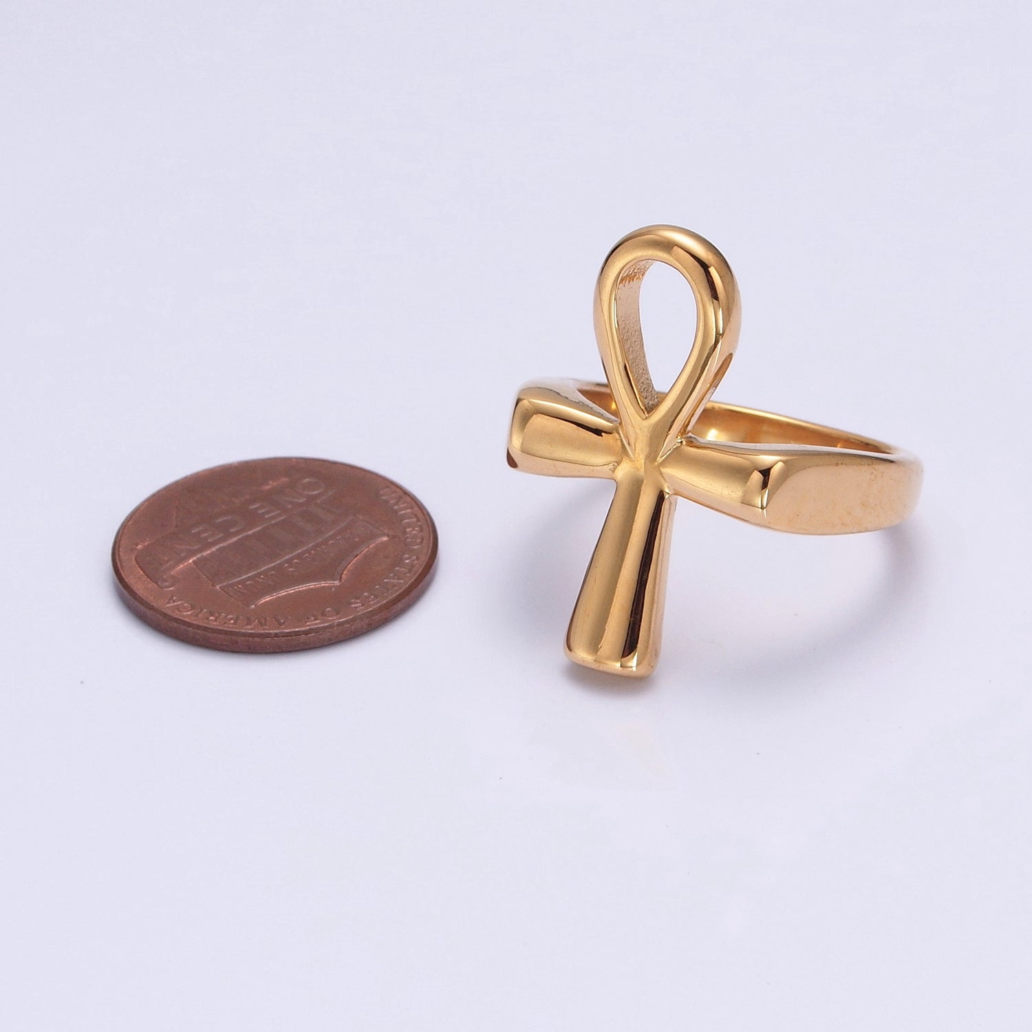 Silver Ankh Cross Rings for Men Women Egyptian Key of Life Gold Bands Ring S-018 S-019 - DLUXCA