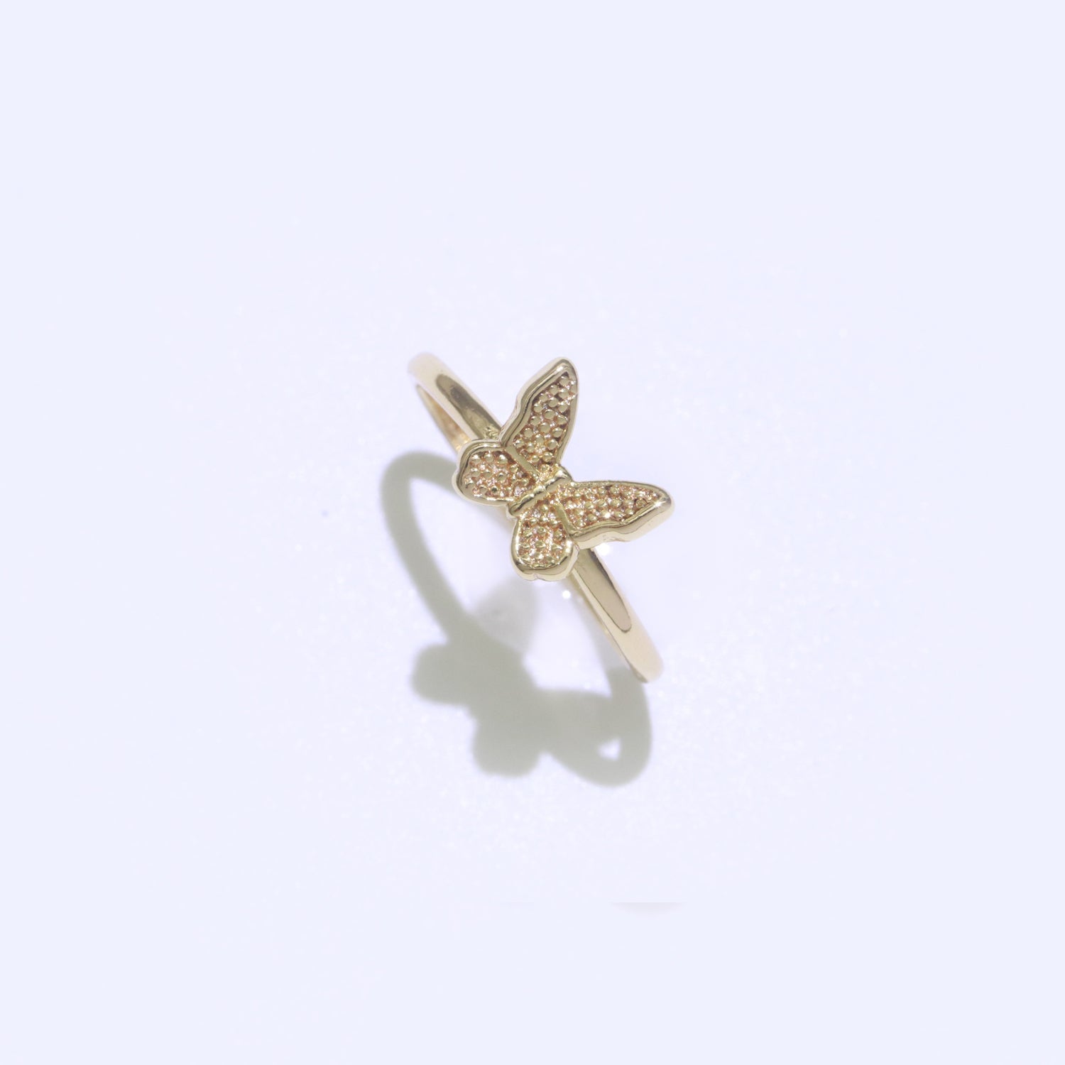 Dainty Butterfly Ring, Mariposa Ring, Adjustable Gold Open Adjustable Clear Cz Ring - DLUXCA