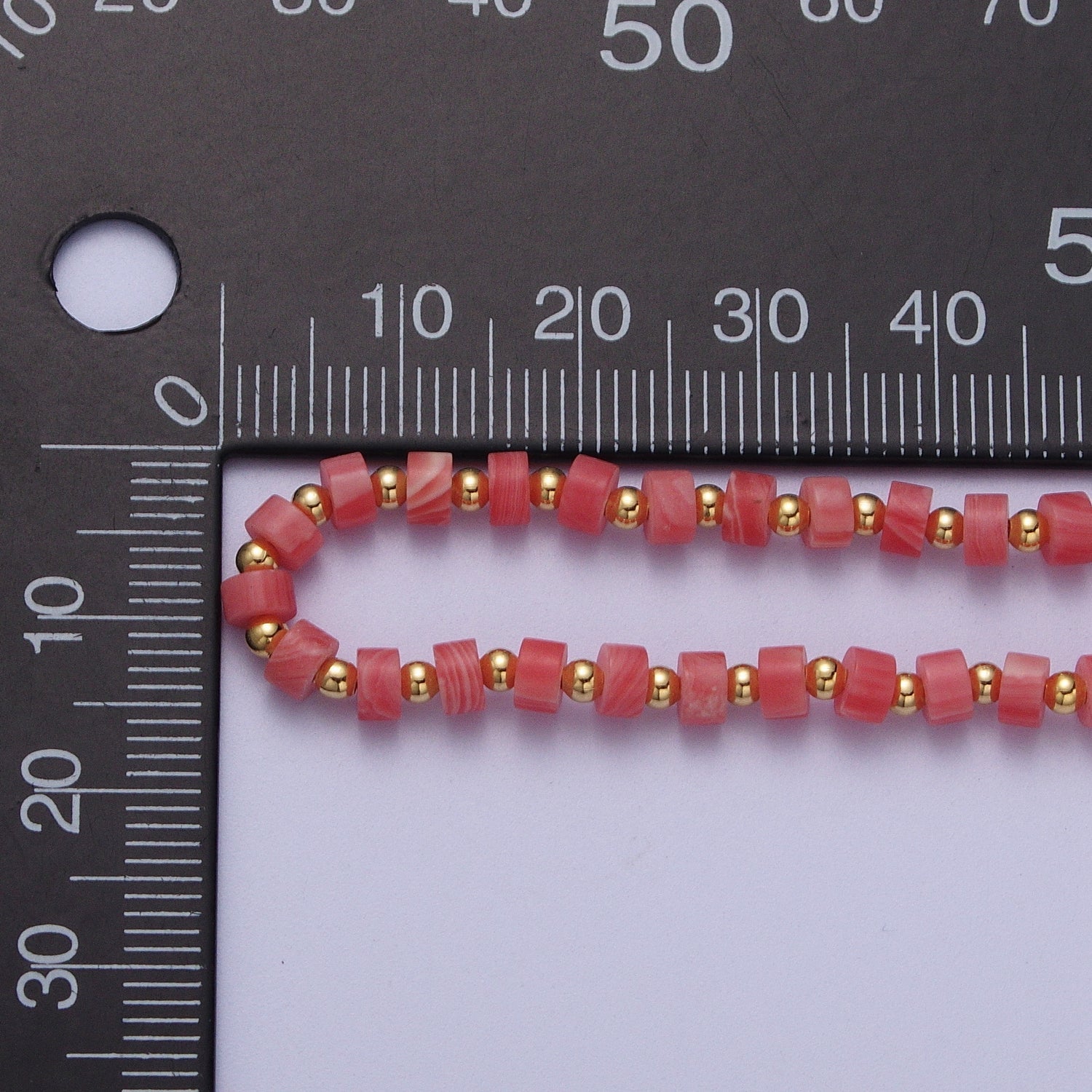 Gold Filled Red Coral Rondelle Heishi Gemstone Gold Spacer Beads 15.5 Inch Choker Necklace | WA-1433 - DLUXCA