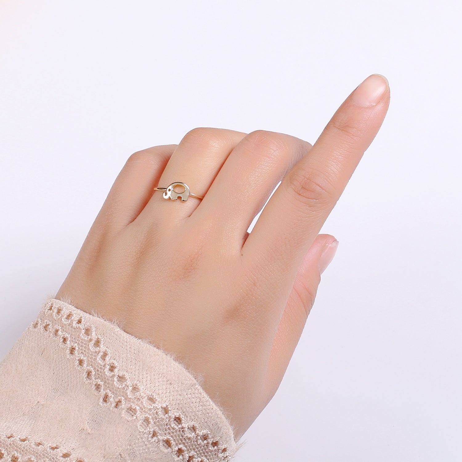 18K Gold Filled Cute Elephant Adjustable Ring - R266 - DLUXCA