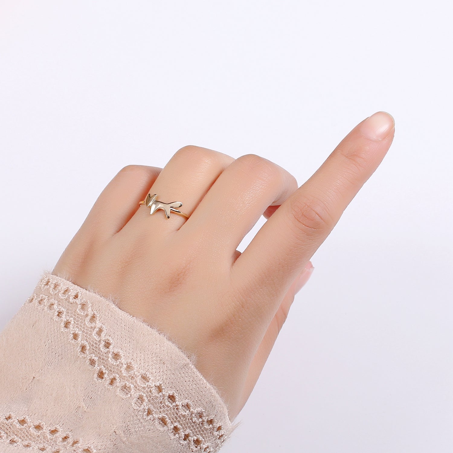 18K Gold Filled Dog Adjustable Ring - R268 - DLUXCA