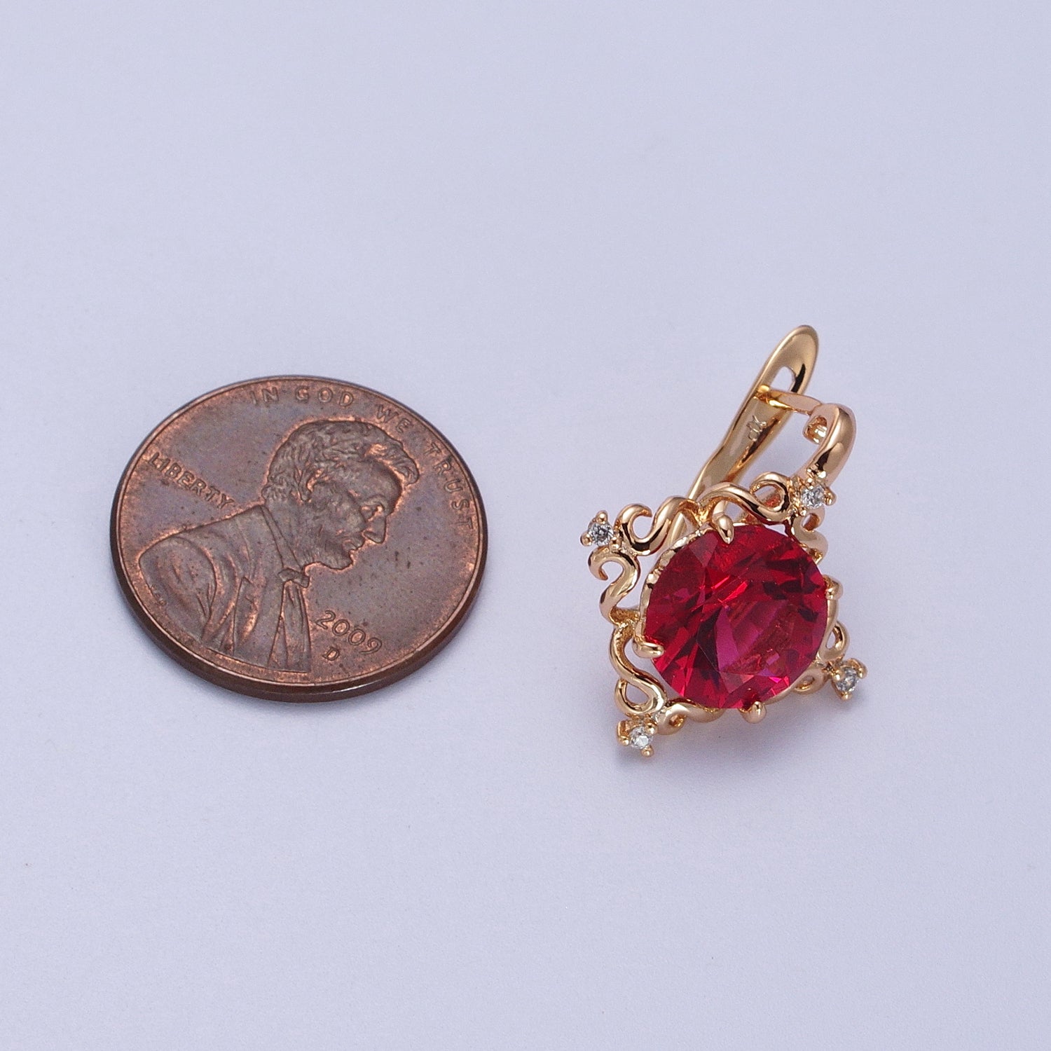 24K Gold Filled Green, Purple, Red Round Artisan Latch Back Earrings | Y292 - Y294 - DLUXCA