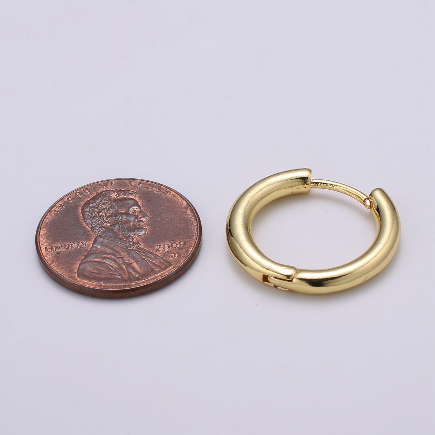 19.6mm Solid Hoops 14K Gold Plated, Zero Gold Earrings for DIY Earring Craft Supply Jewelry Making - DLUXCA