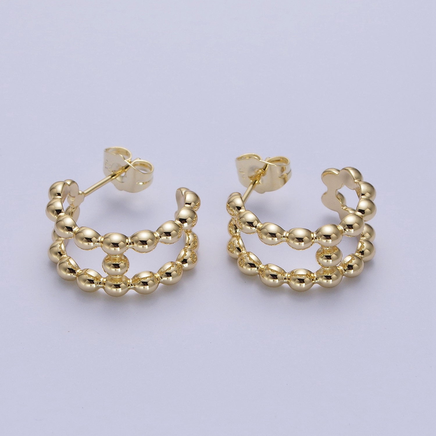Gold Bead Hoop Earring Ball Earring Stud for Statement Jewelry - DLUXCA